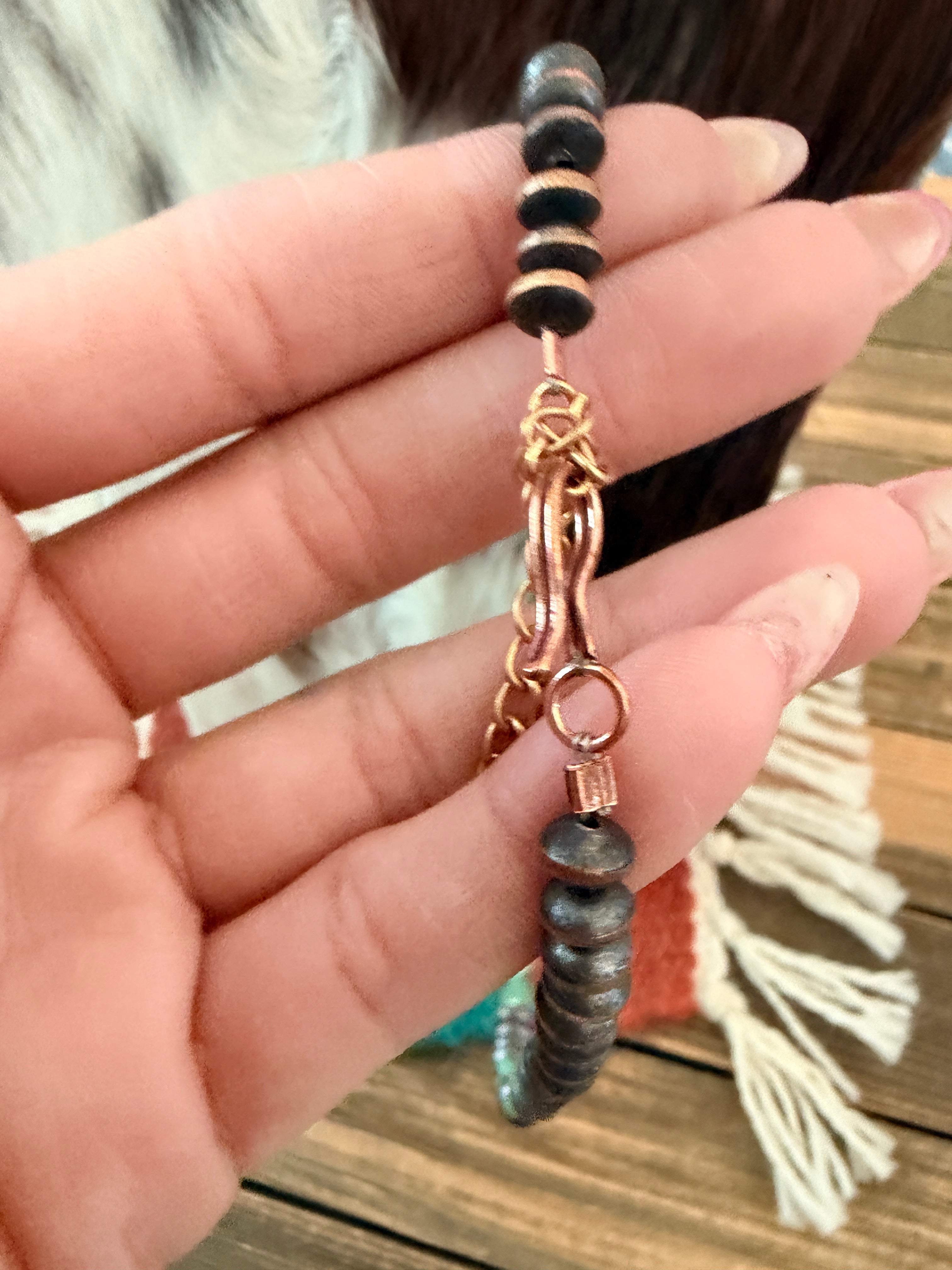 Handcrafted Turquoise & Copper 18” Beaded Necklace