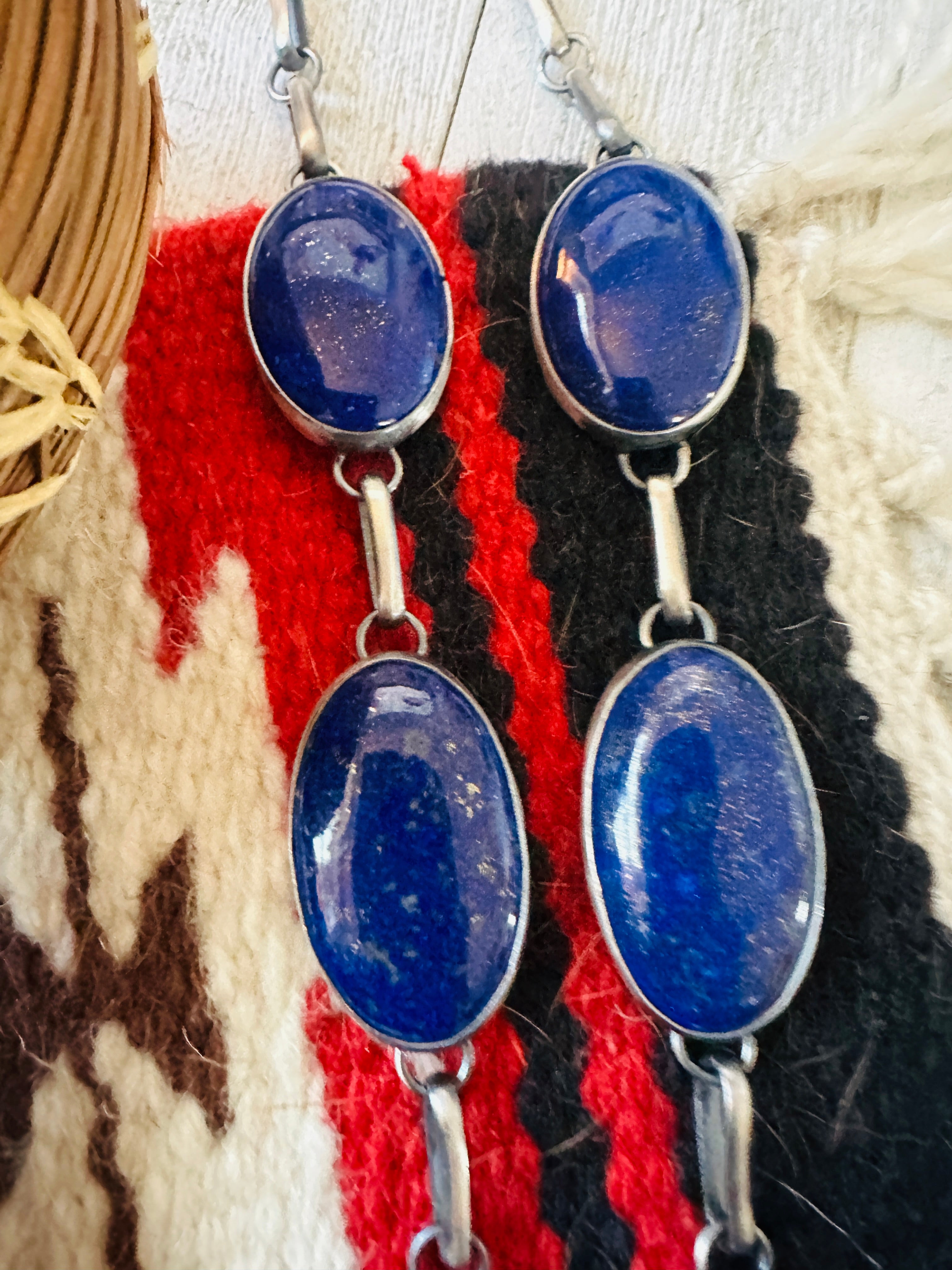 Handcrafted Lapis & Sterling Silver Necklace and Earring Set by Alex James