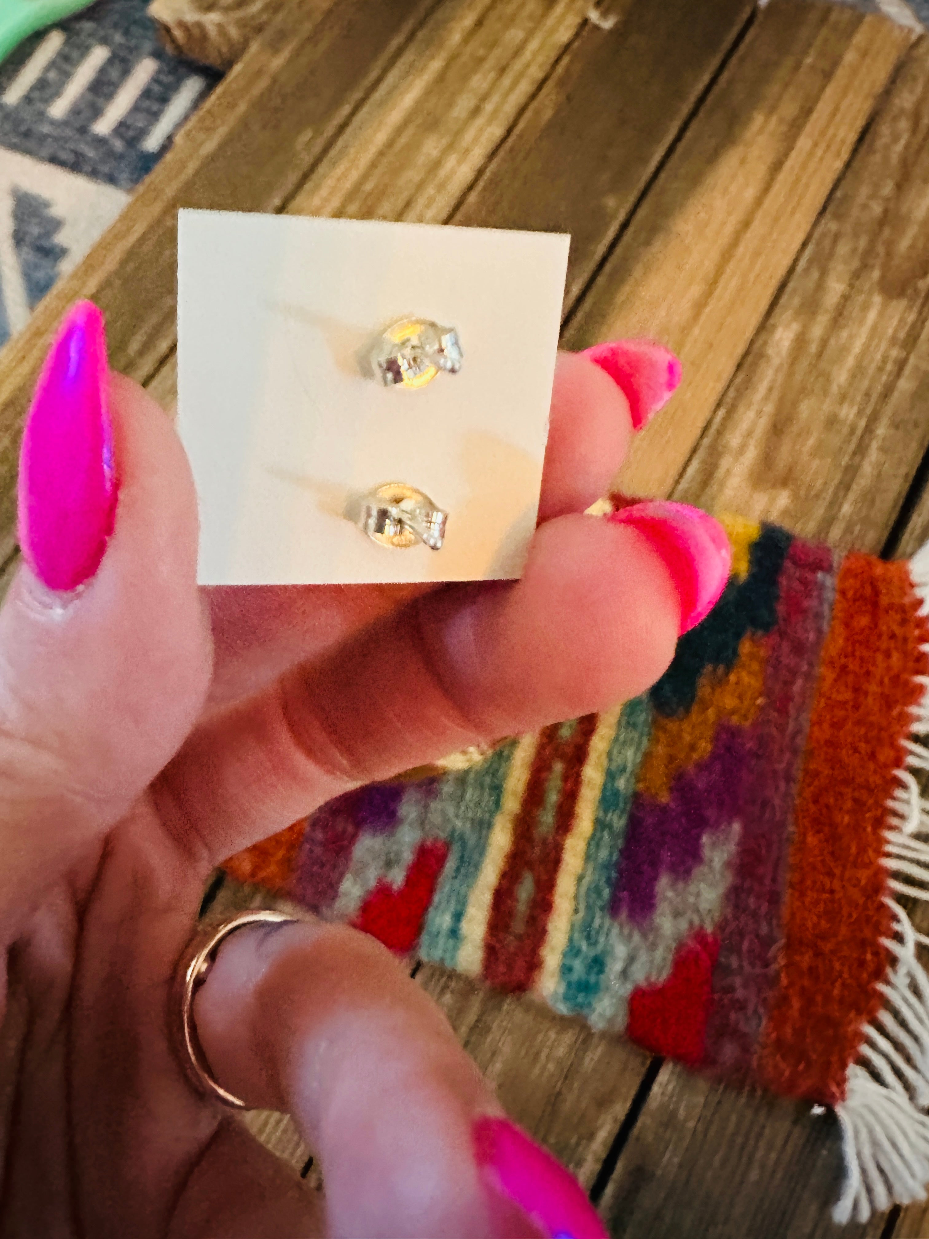 Handcrafted Sterling Silver & Purple Opal Stud Heart Earrings