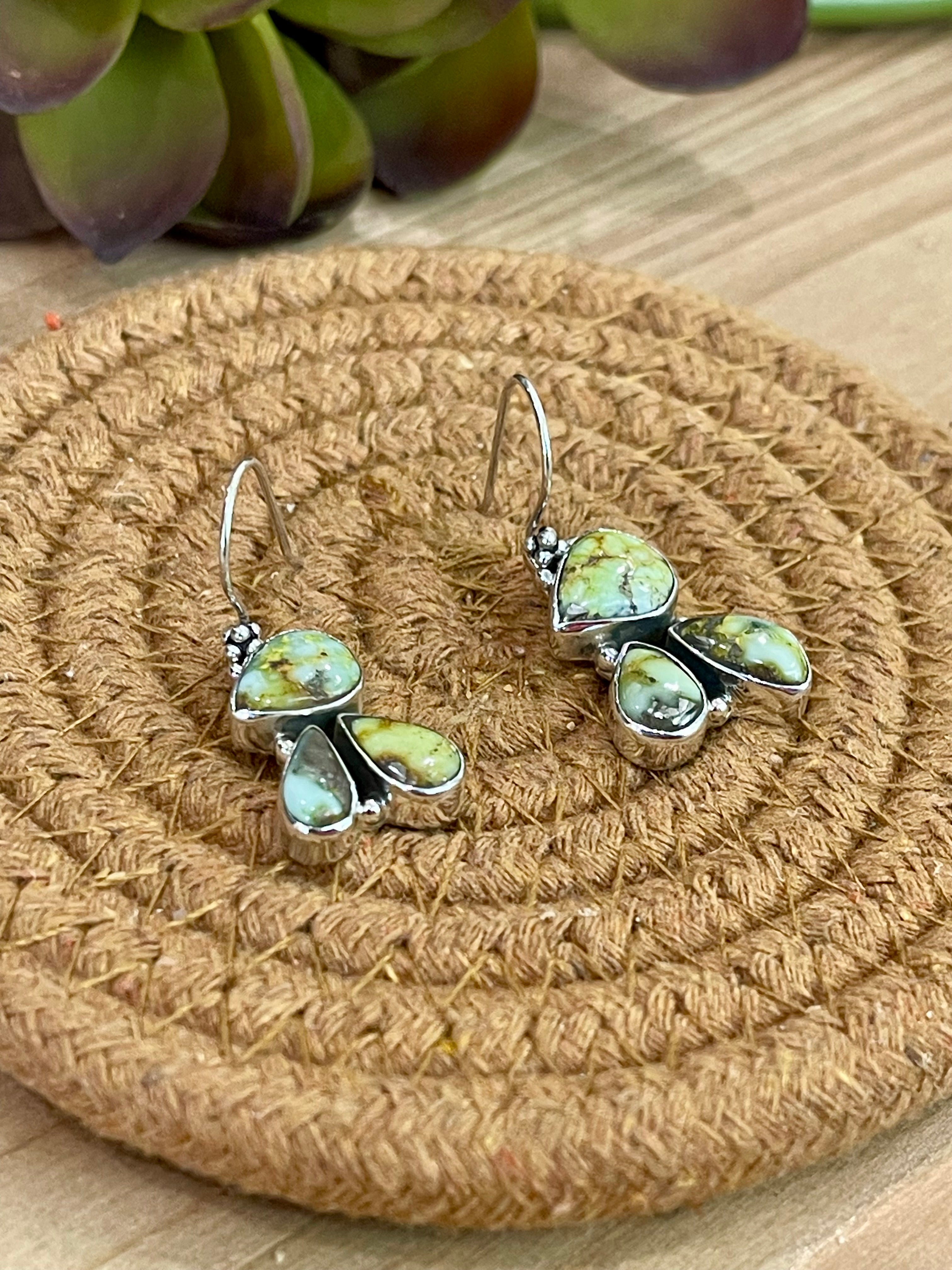 Handmade Sterling Silver & Palomino Dangle Earrings