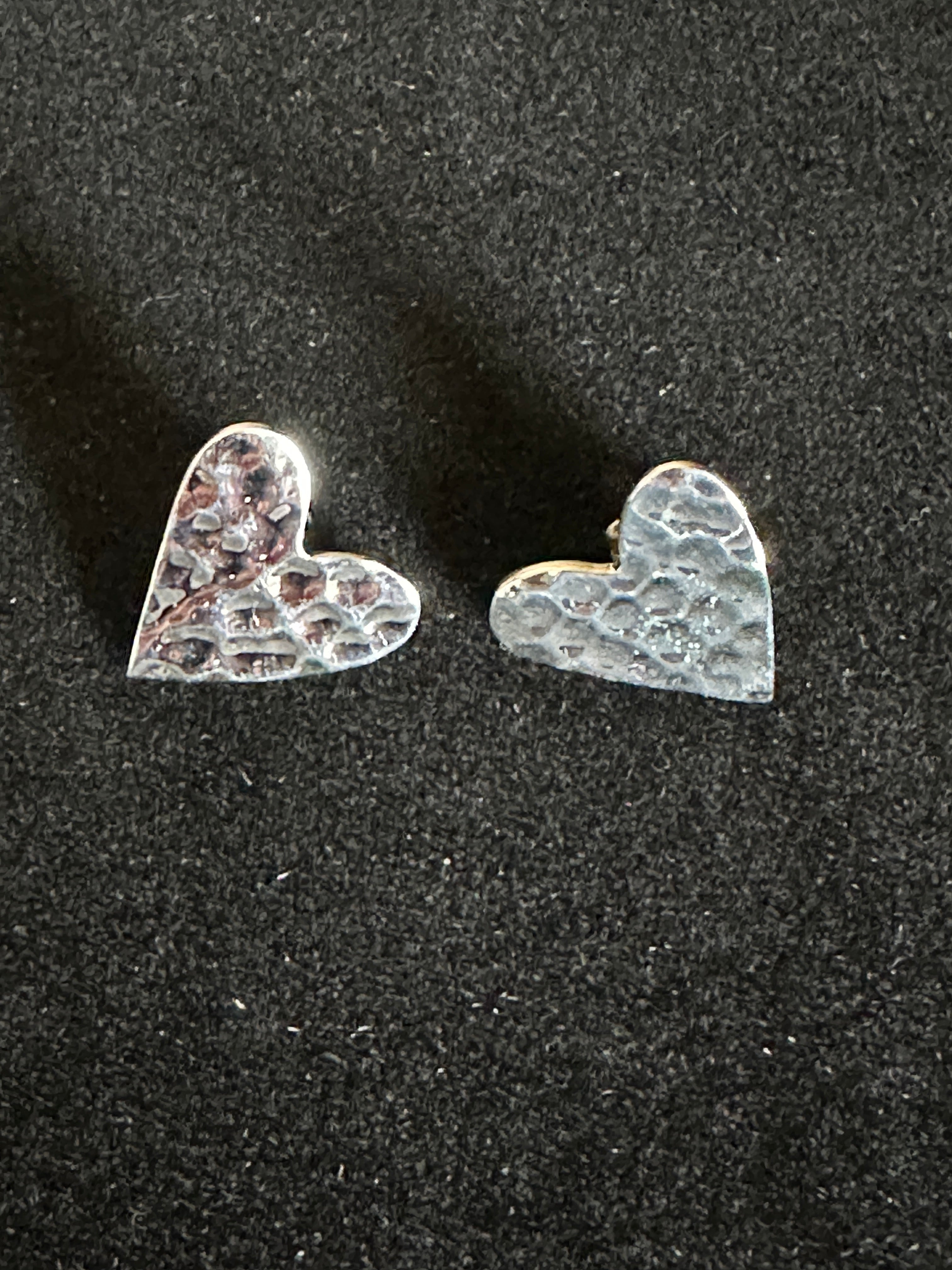 Hammered Heart Sterling Silver Earrings