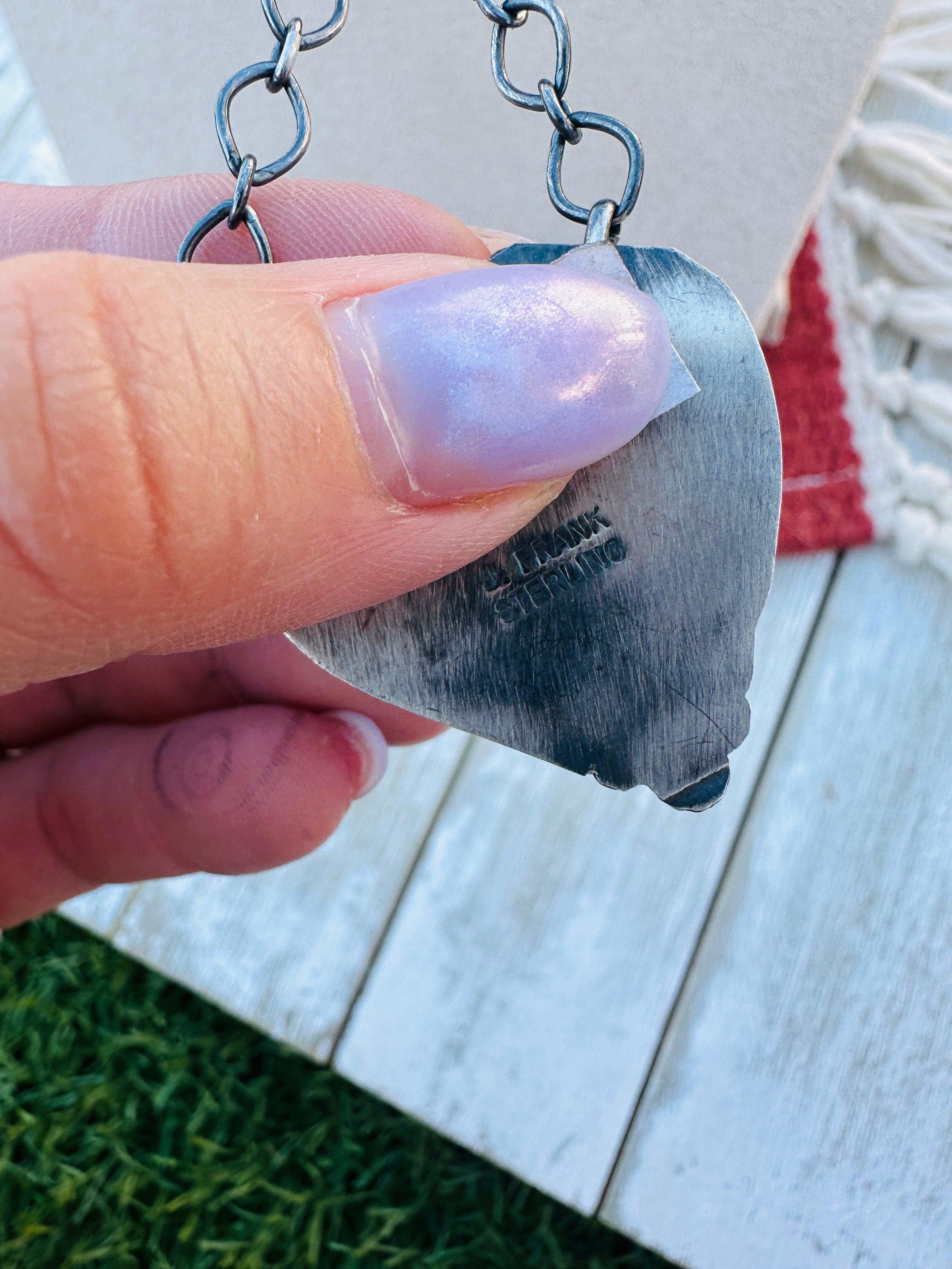 Handcrafted Sterling Silver 18” Link Chain & White Buffalo Heart Necklace