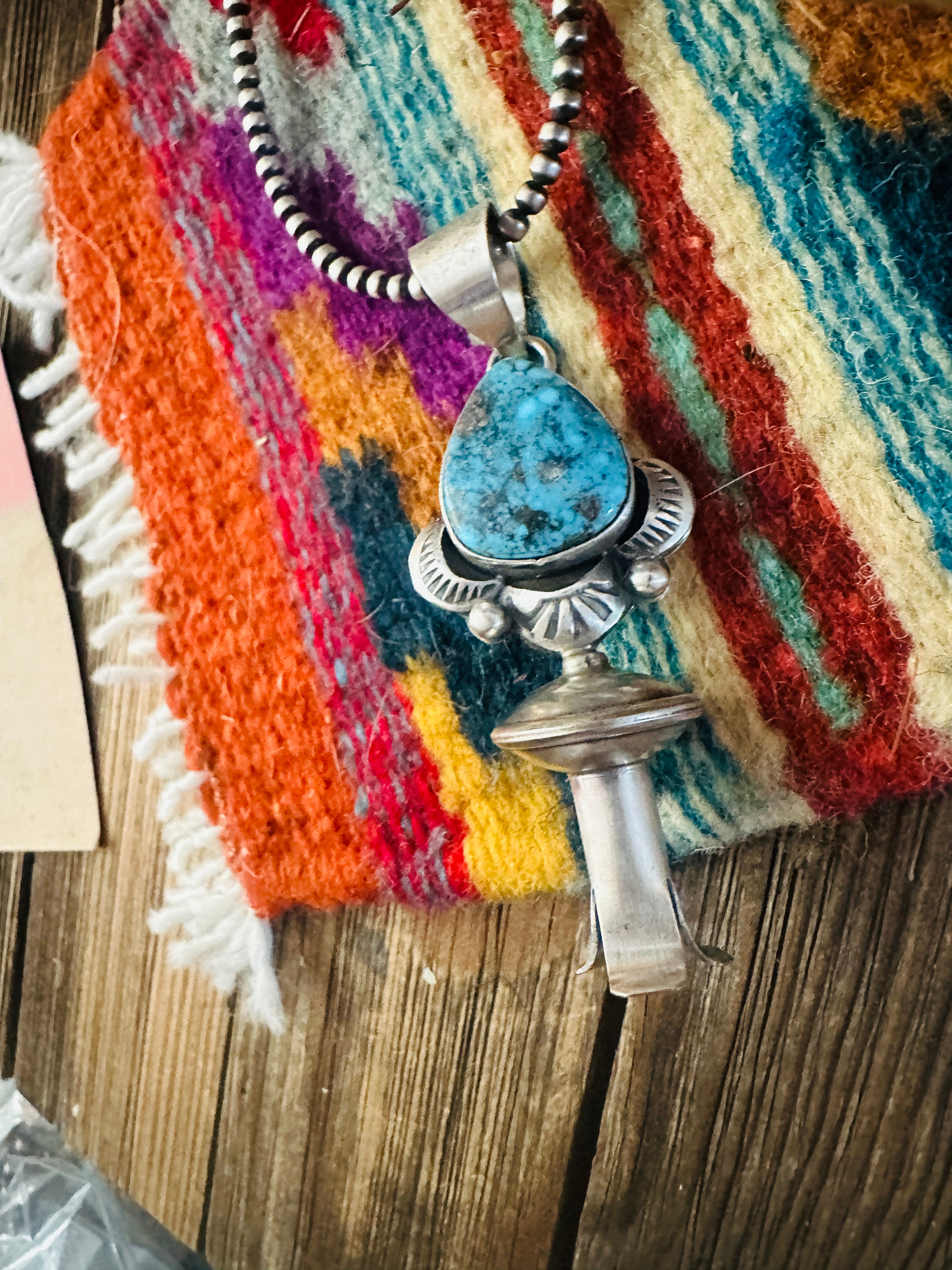 Handcrafted Sterling Silver & Turquoise Blossom Pendant