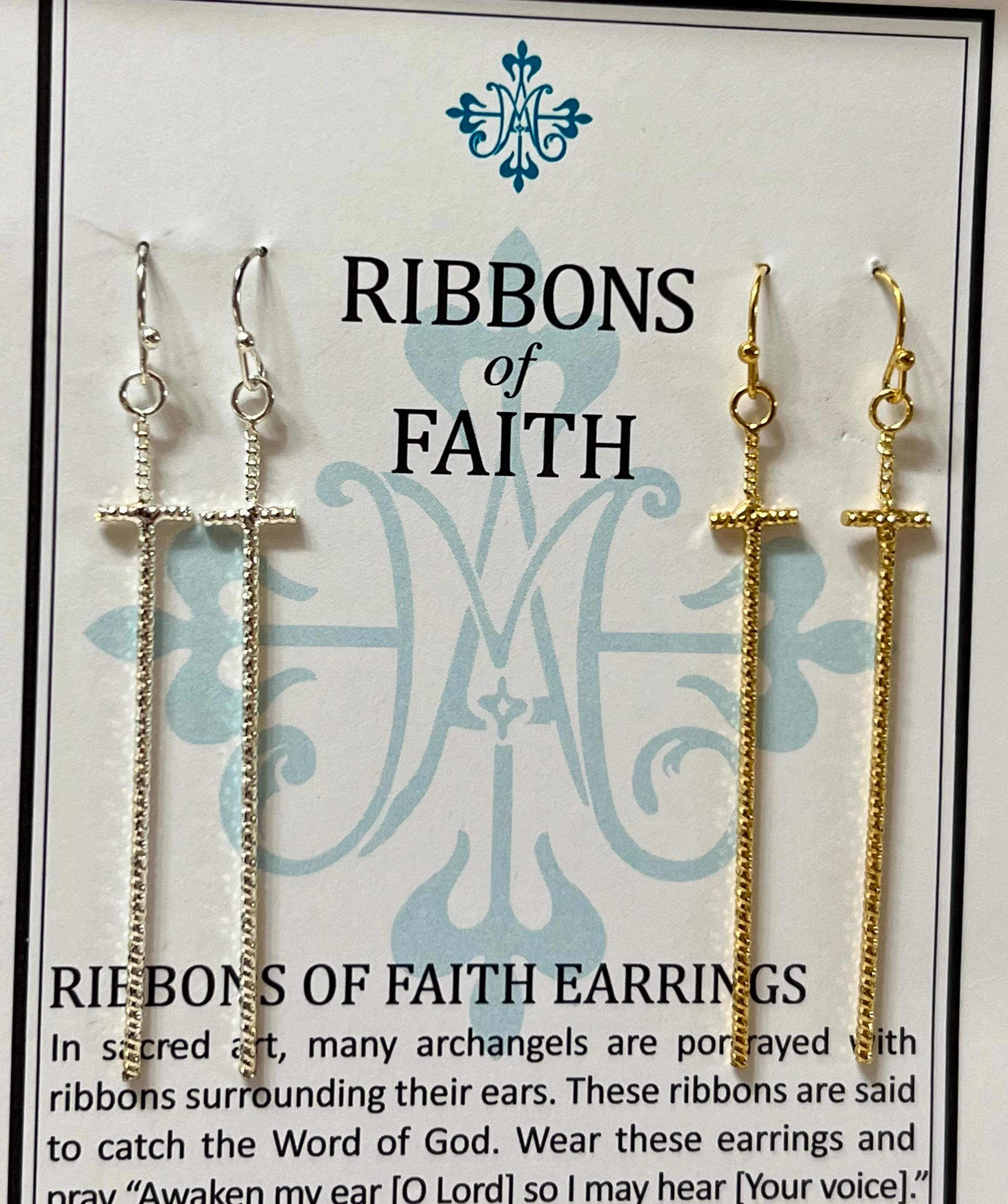 Ribbons of Faith Earrings 2 Pair- Silver & Gold colors