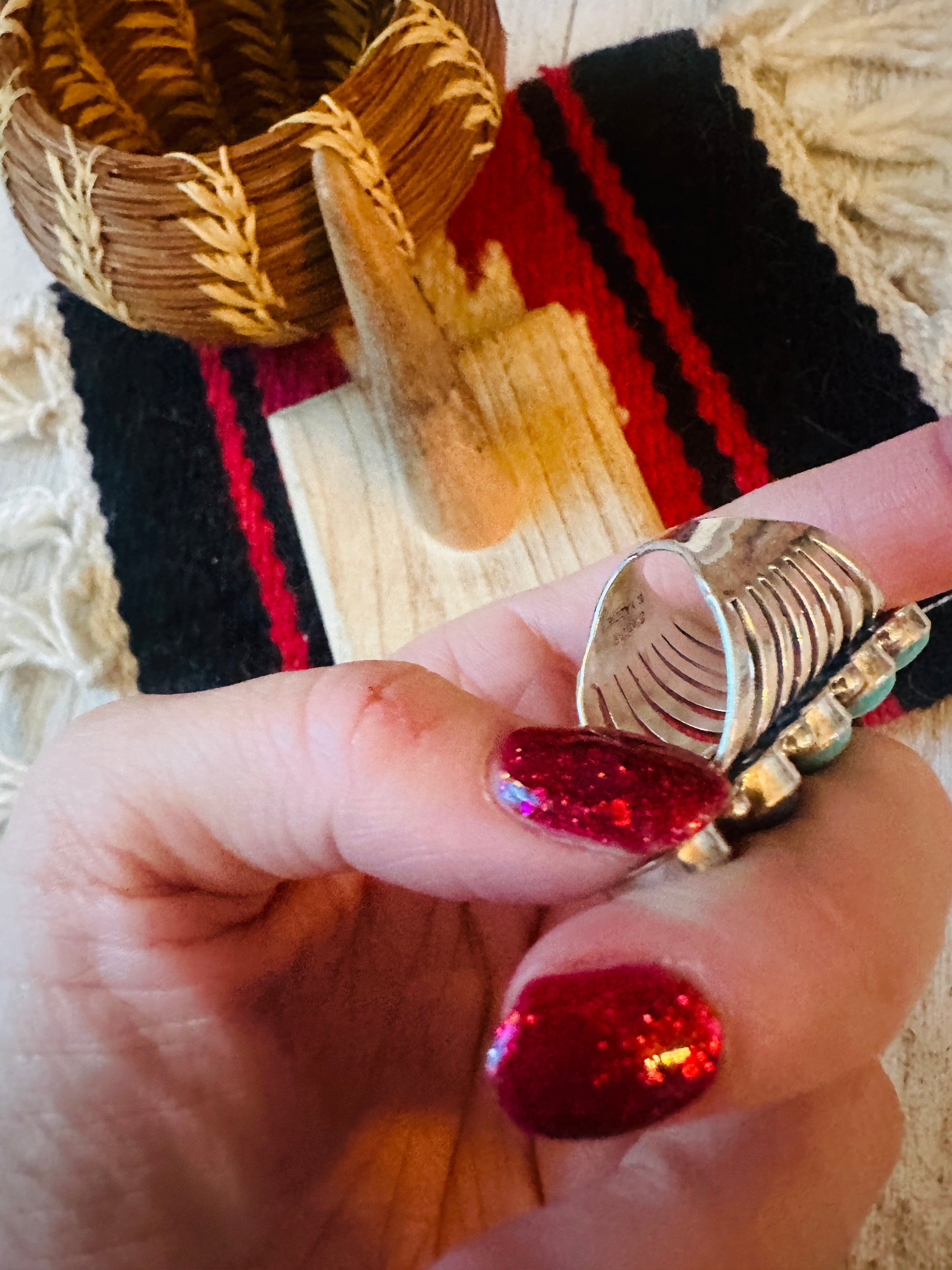Handcrafted Turquoise & Sterling Silver Climber Ring
