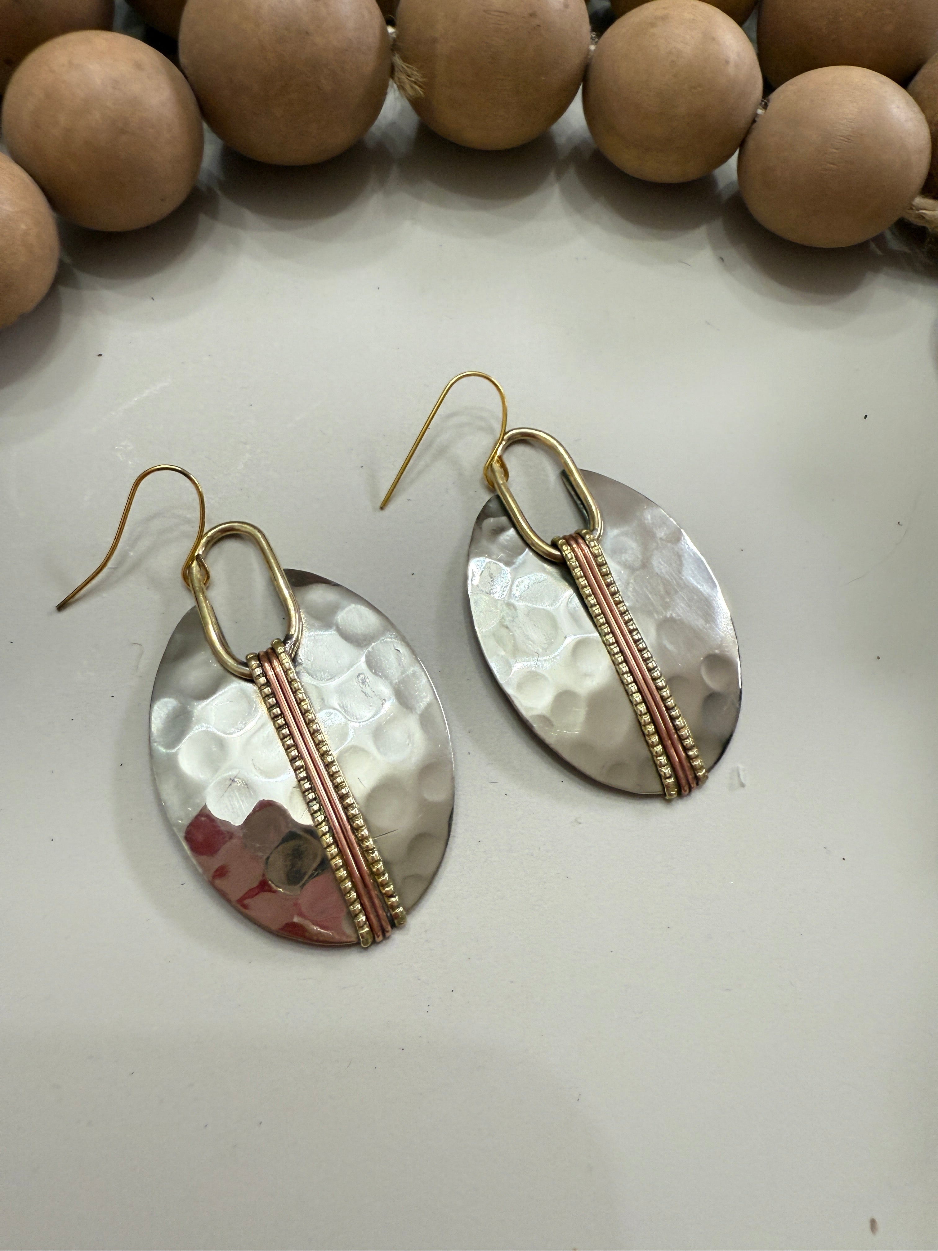 “The Golden Collection” Mixed Metal Oval Earrings