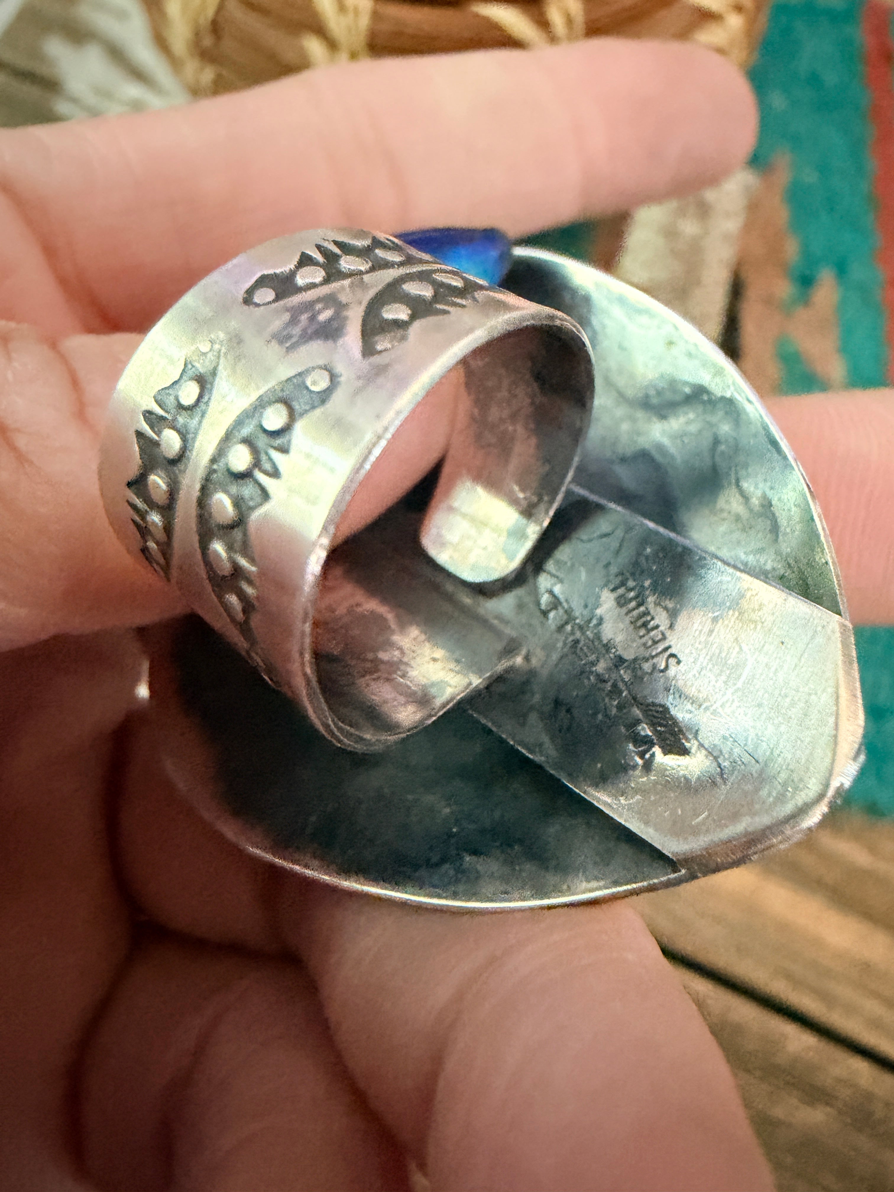 Handcrafted Sterling Silver Adjustable Heart Concho Ring by Vincent Platero