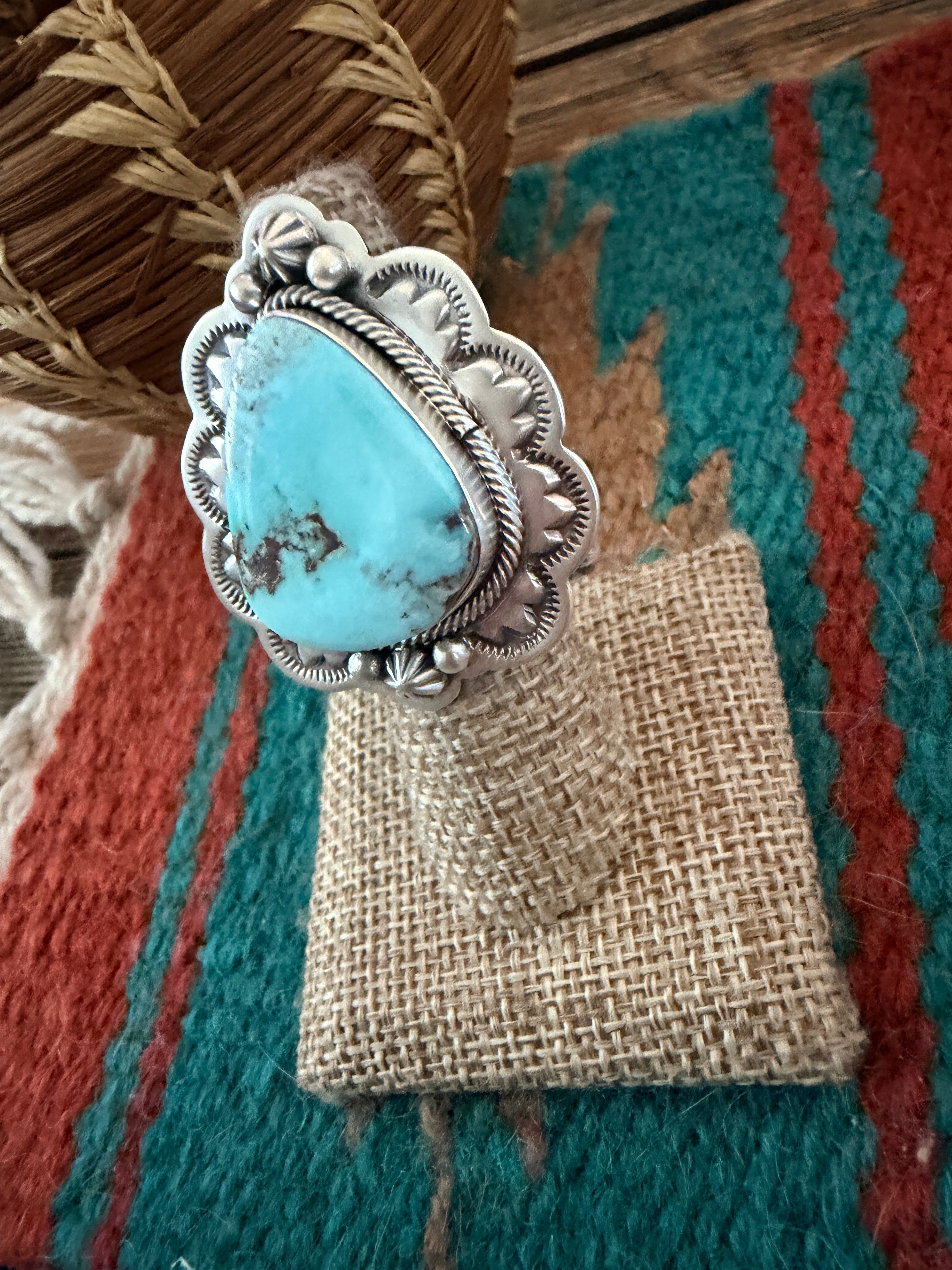 Handcrafted Dry Creek Turquoise & Sterling Silver Ring Size 6.5 by Randy Boyd