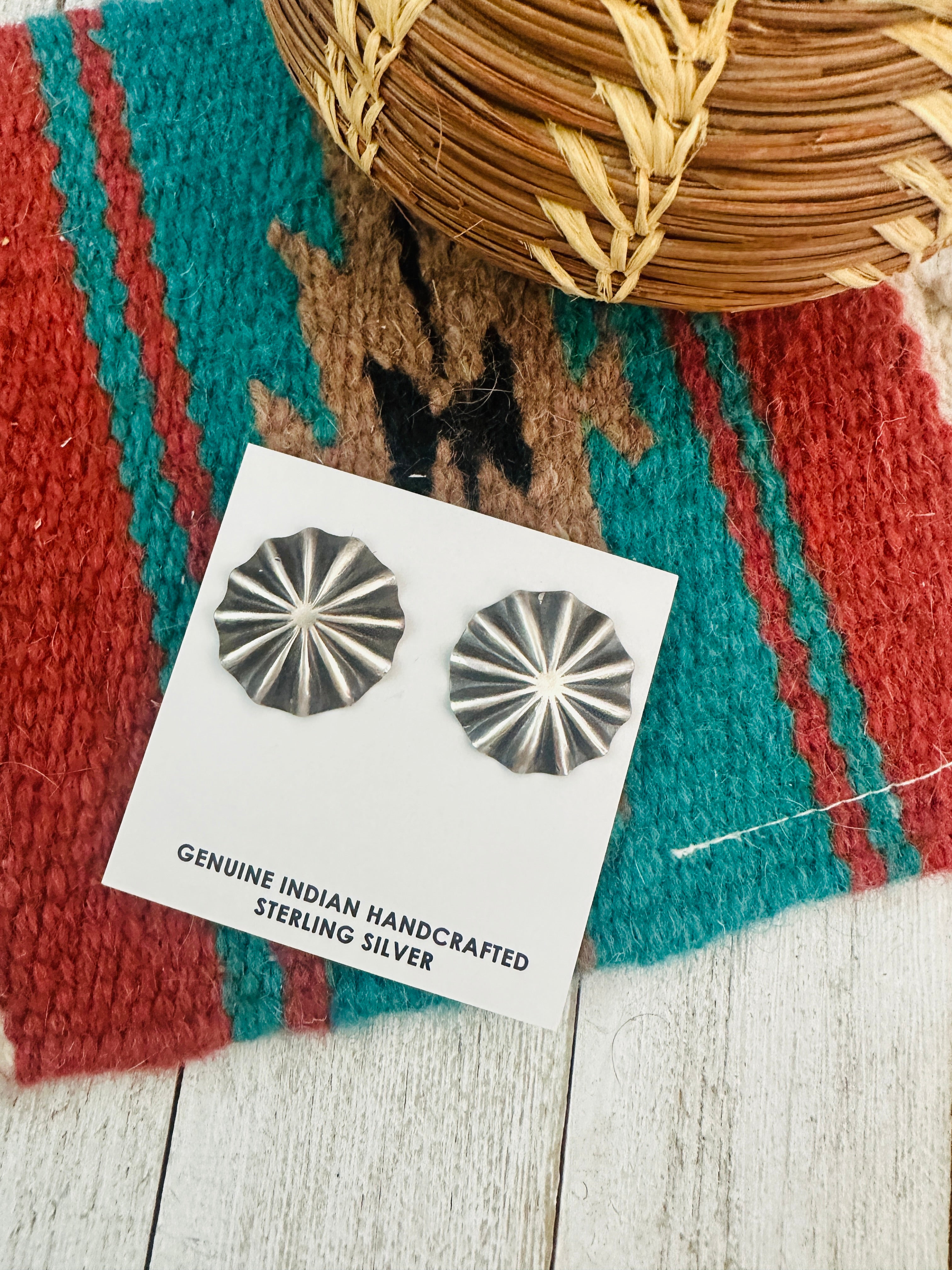 Handcrafted Sterling Silver Concho Post Earrings