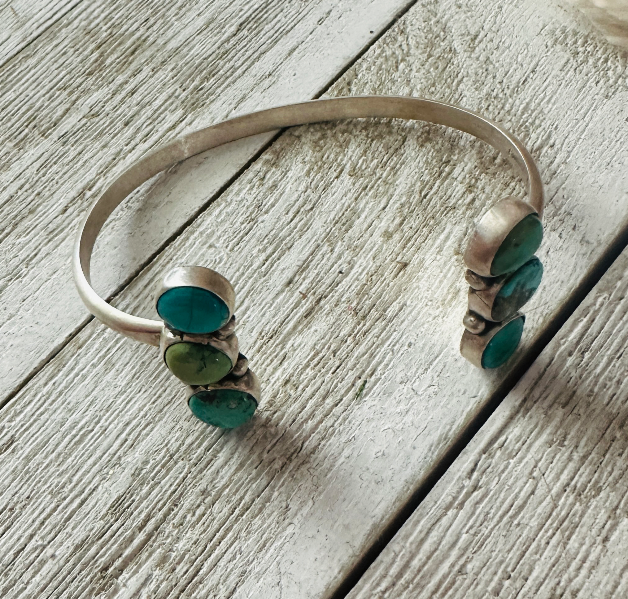 Handcrafted Turquoise & Sterling Silver Floating Cuff Bracelet