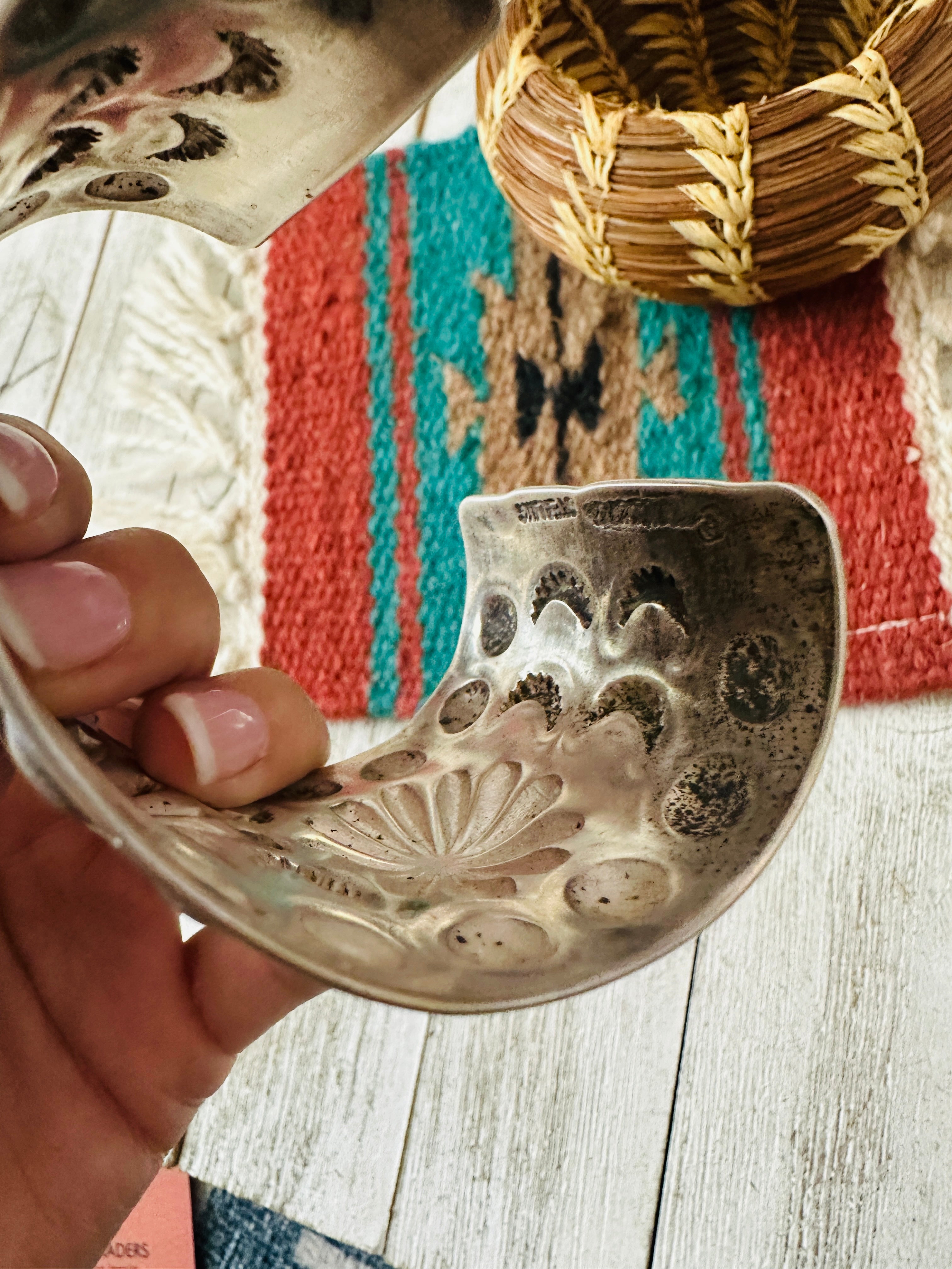 Handcrafted Hand Stamped Sterling Silver Cuff Bracelet