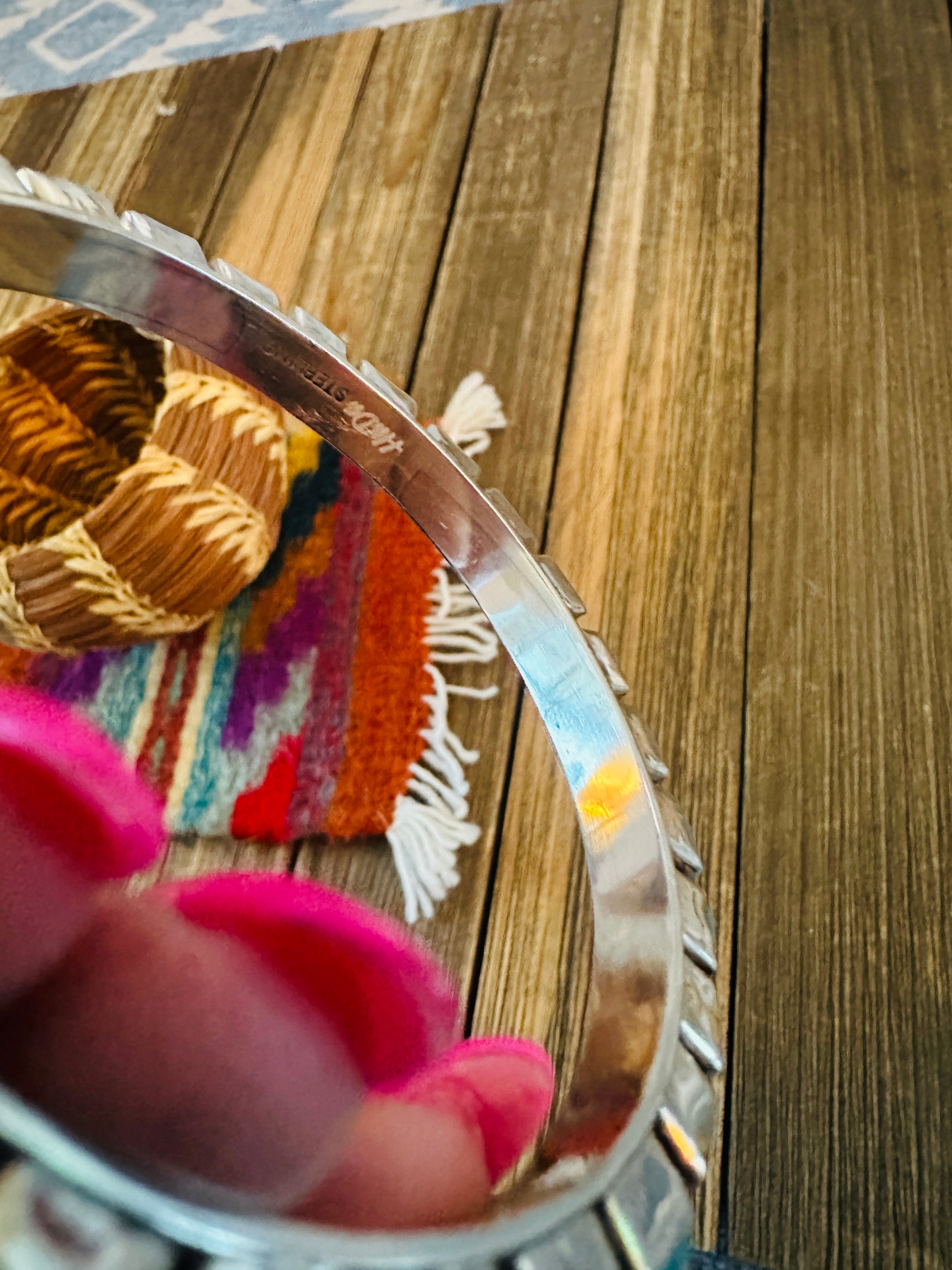 Handcrafted Turquoise & Sterling Silver Bangle Bracelet