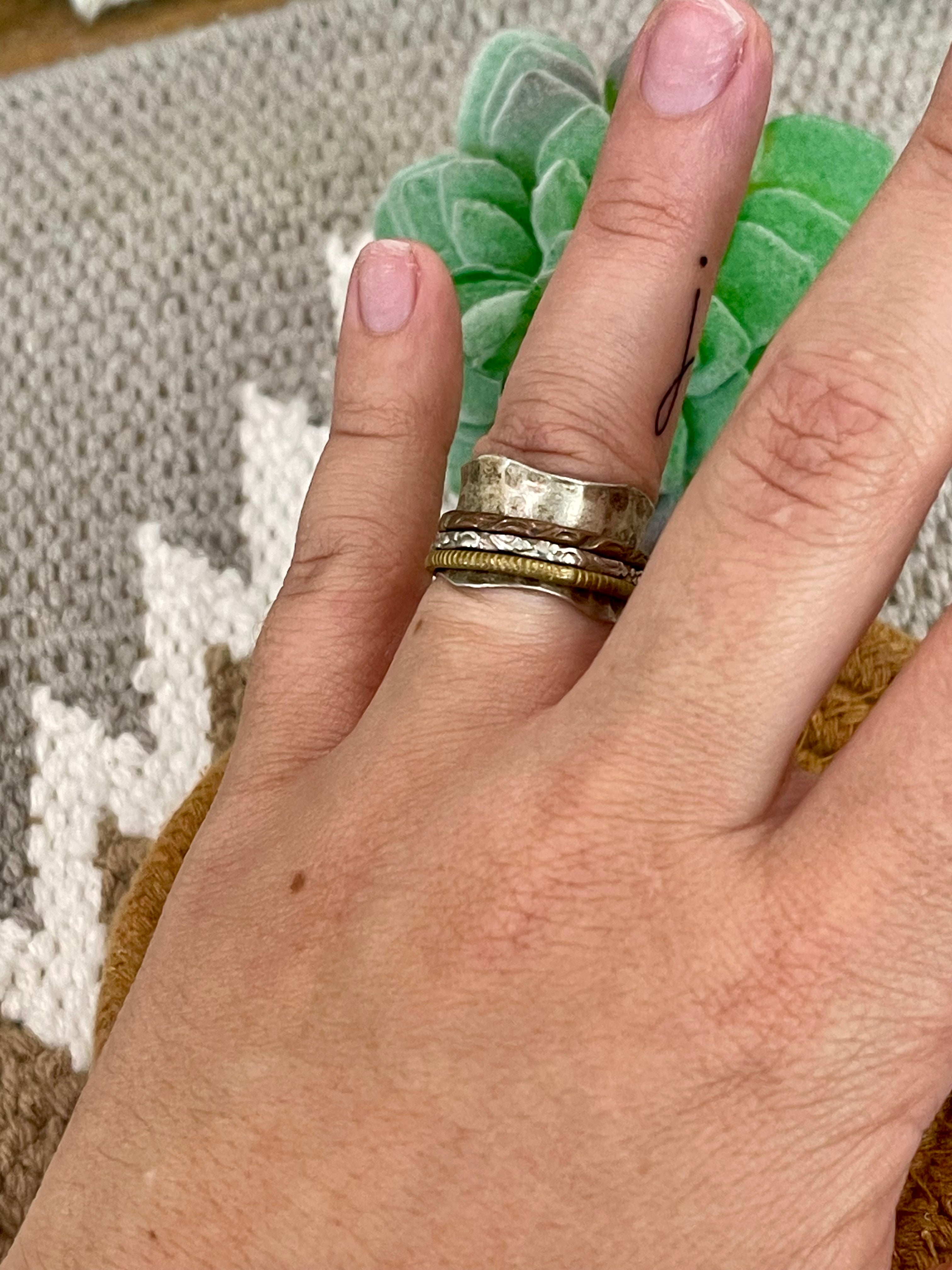 Vintage Handmade Copper Stacked Ring Sz 5.75