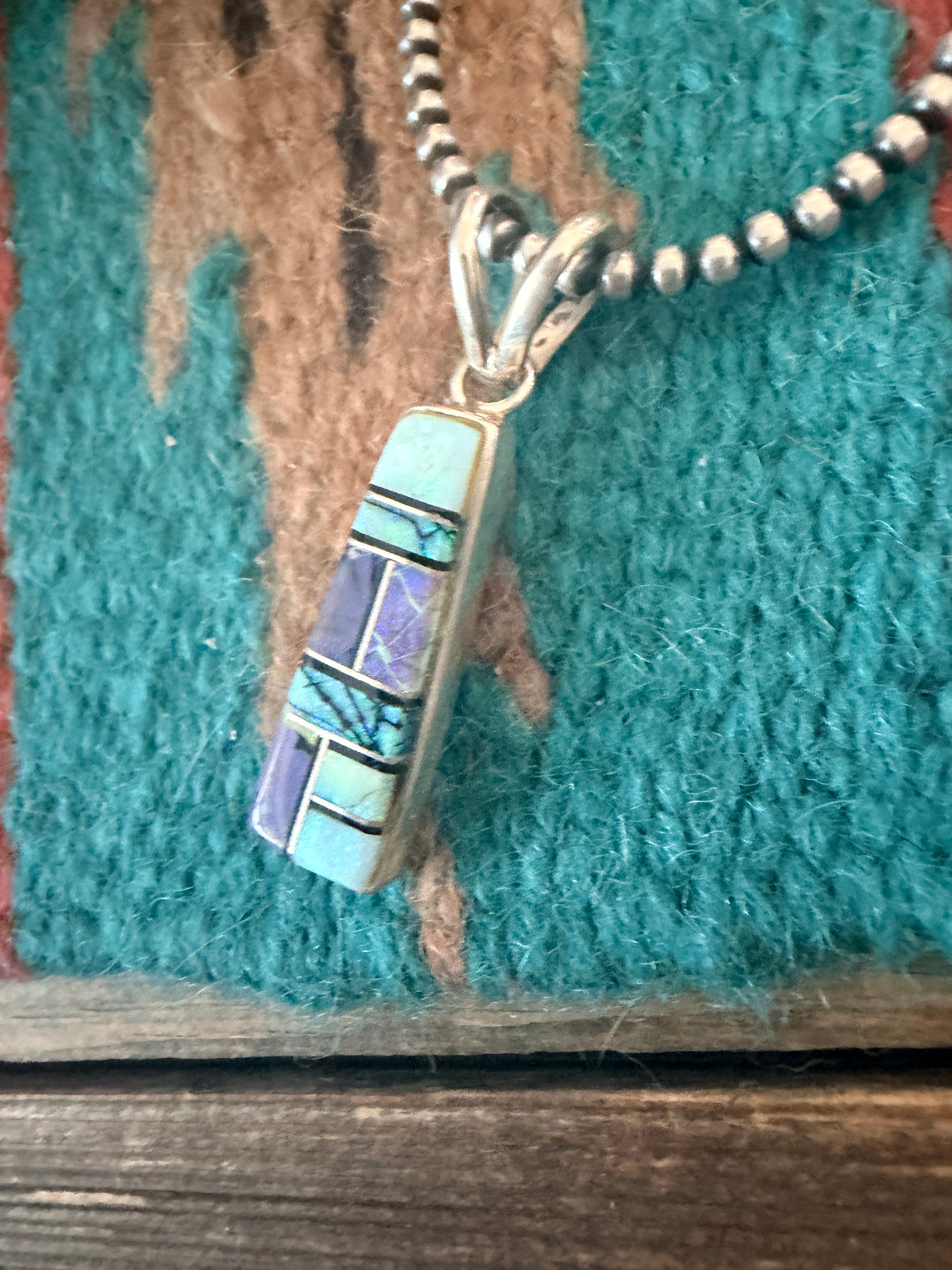 Handcrafted Sterling Silver, Turquoise and Opal Inlay Pendant