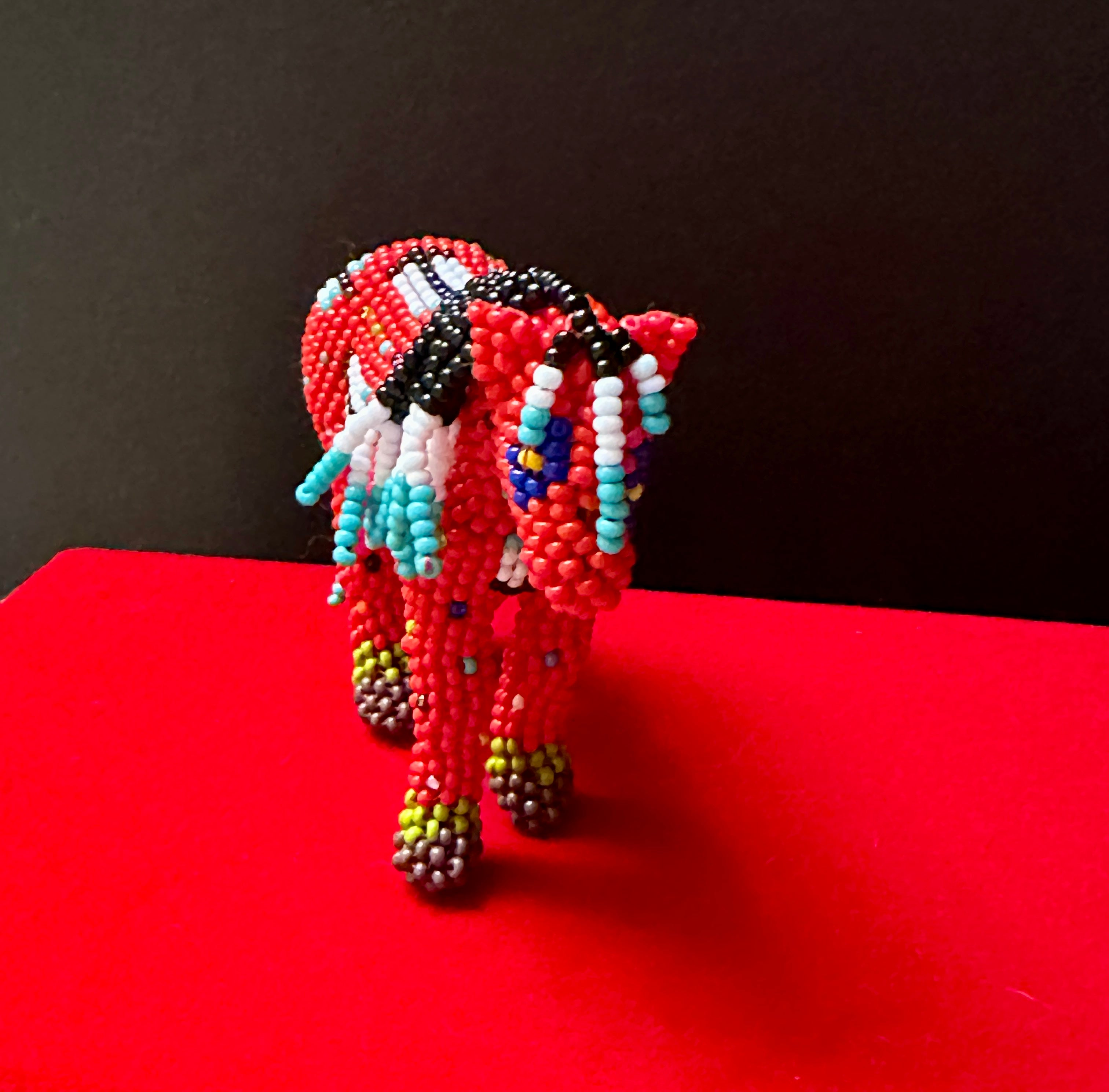 Handmade Peyote Stitched Horse Figurine- Red 3