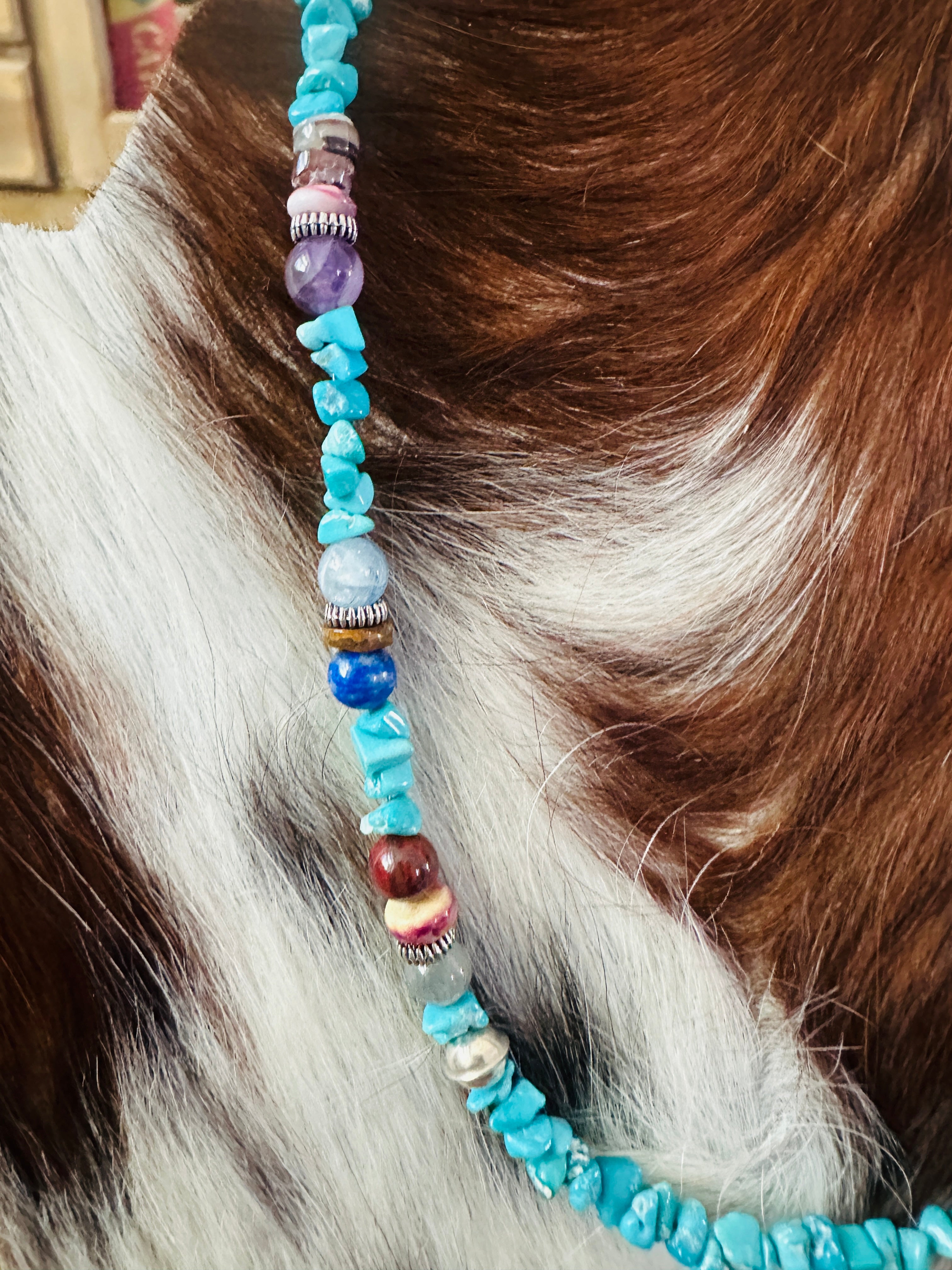 Handcrafted Multi Stone & Sterling Silver Beaded 18” Necklace by T & R Singer