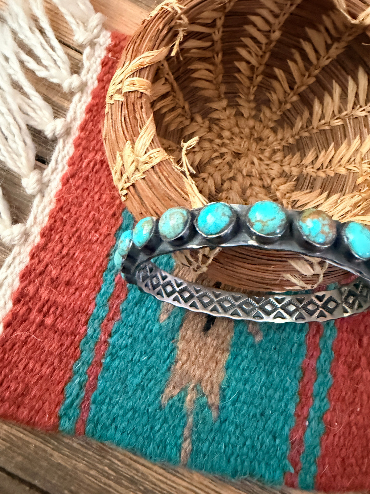 Handcrafted Turquoise & Sterling Silver Bangle Bracelet