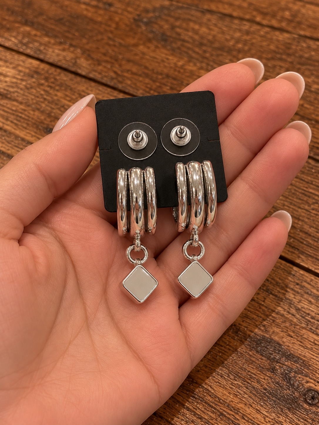 Handcrafted Sterling Silver Hoop Earrings With Turquoise Charm