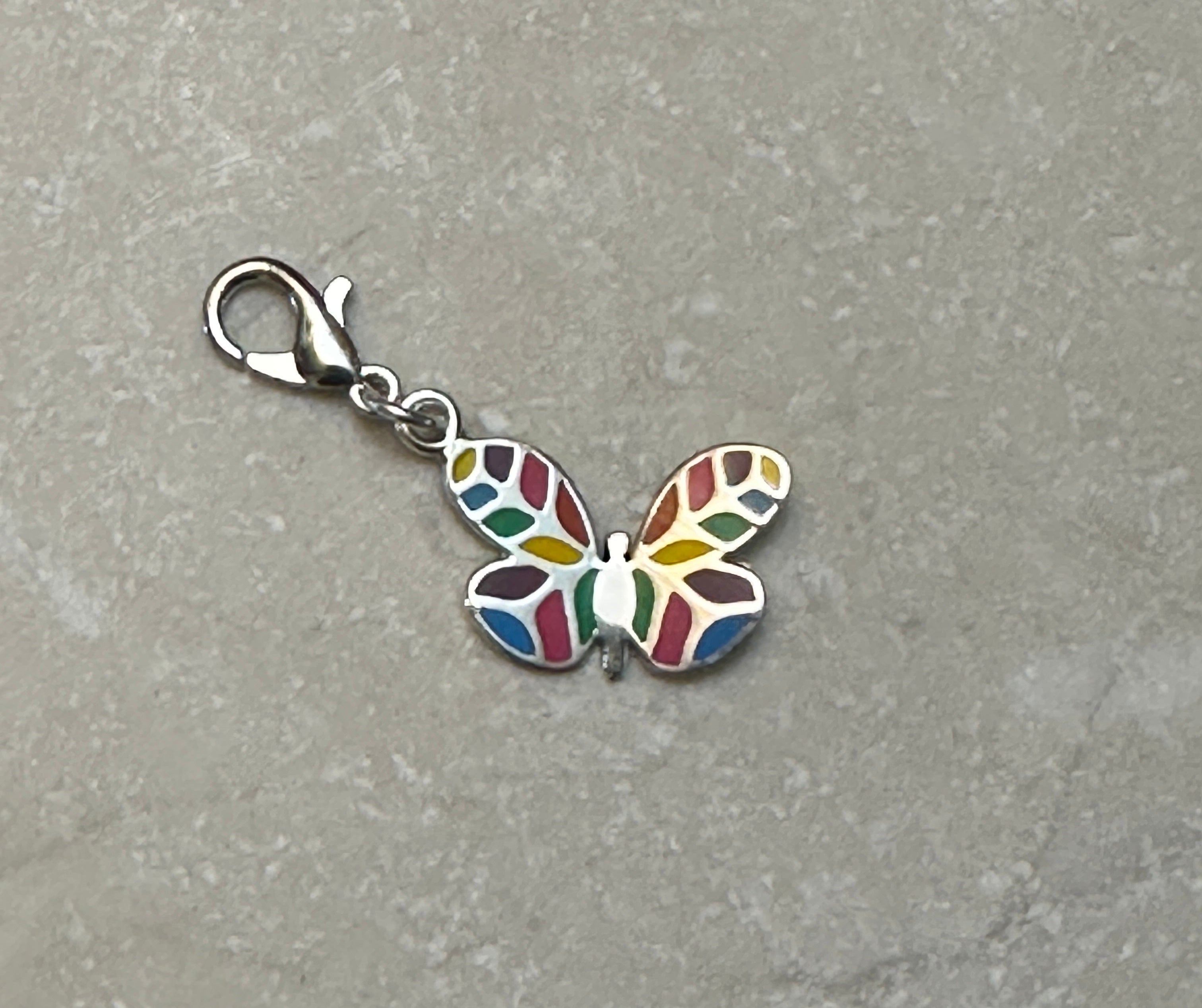 Sterling Silver Multicolored Butterfly Charm