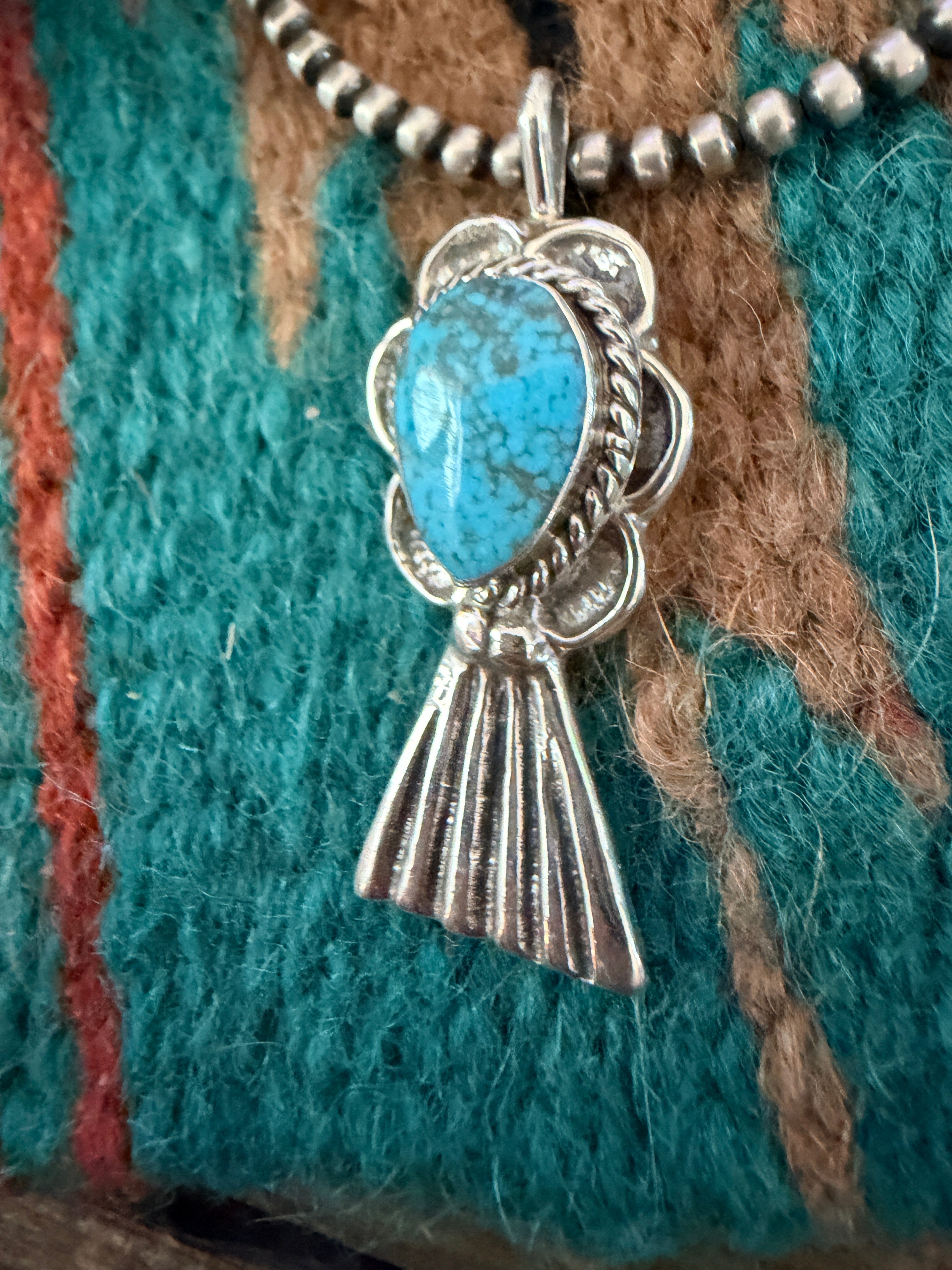 Handcrafted Sterling Silver & Turquoise Blossom Pendant by Joseph Martinez