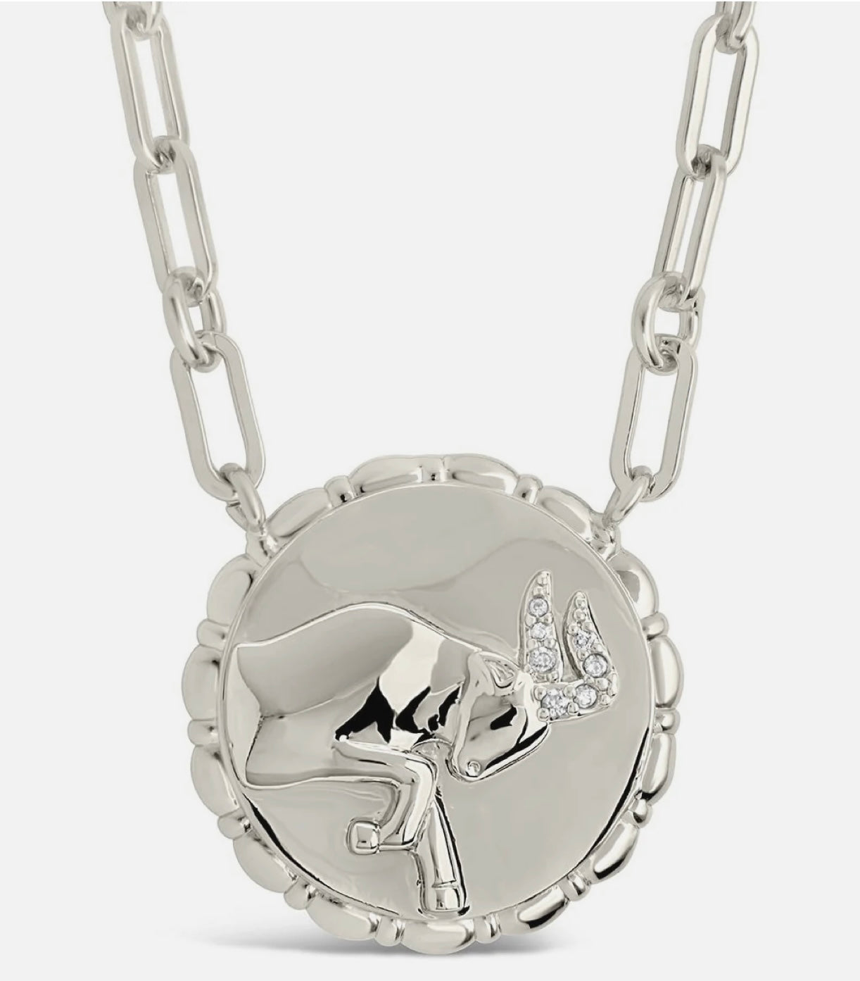 Bold CZ Zodiac Link Taurus Necklace
