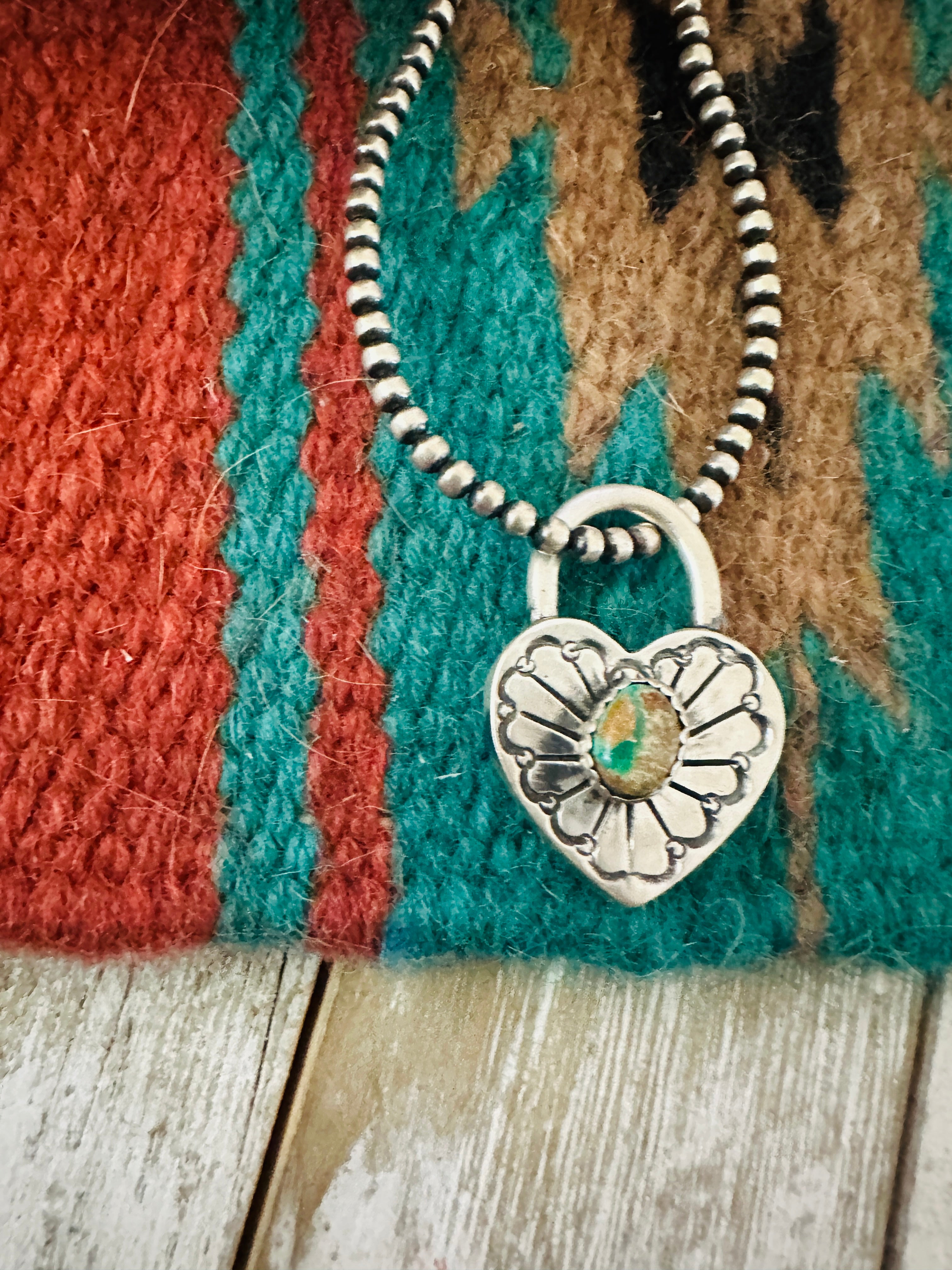 Handcrafted Turquoise & Sterling Silver Heart Locket Pendant