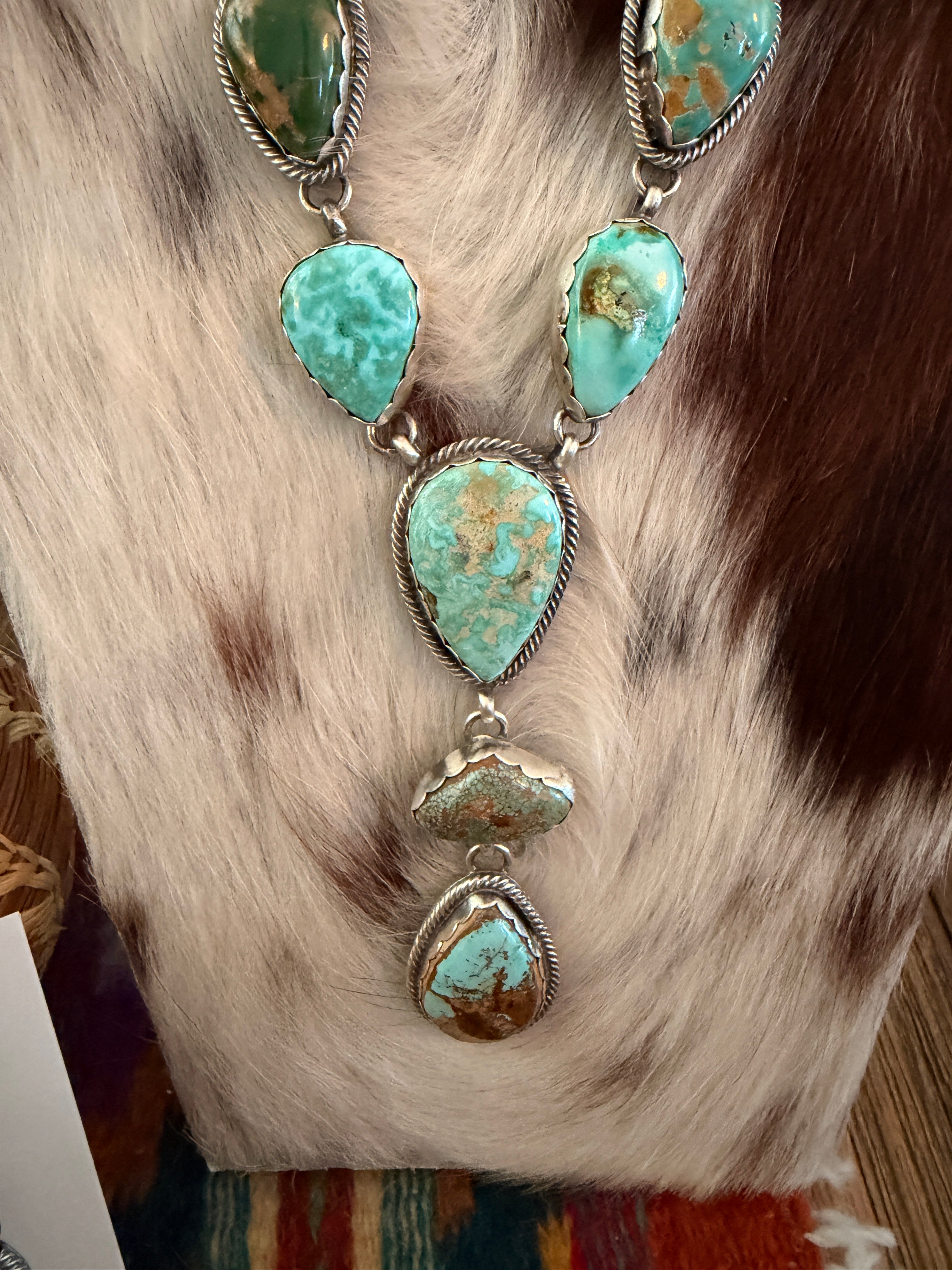 Handcrafted Multi Turquoise & Sterling Silver Necklace and Earring Set by Bobby Johnson