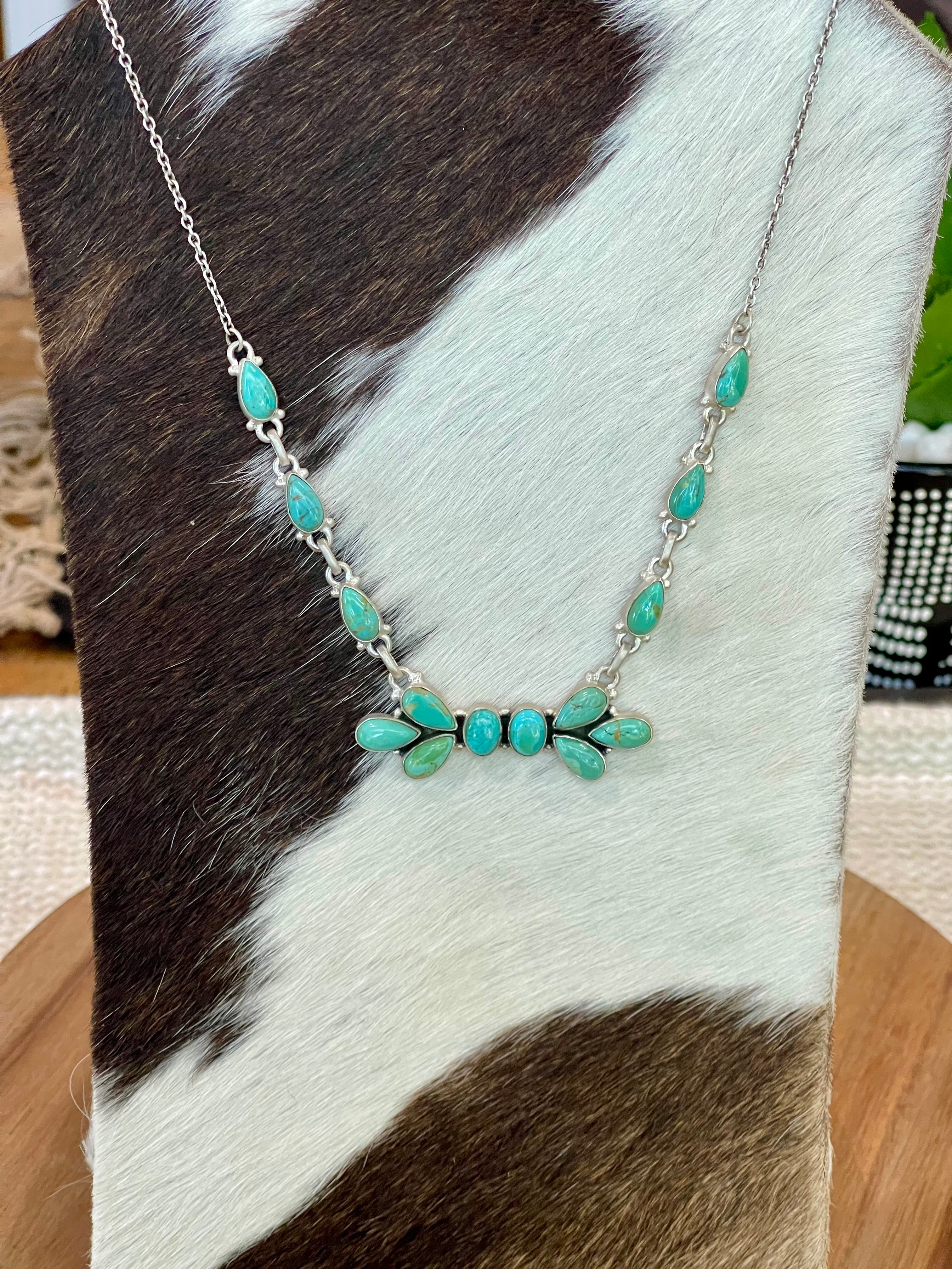 Handmade Sterling Silver & Kingman Turquoise Necklace