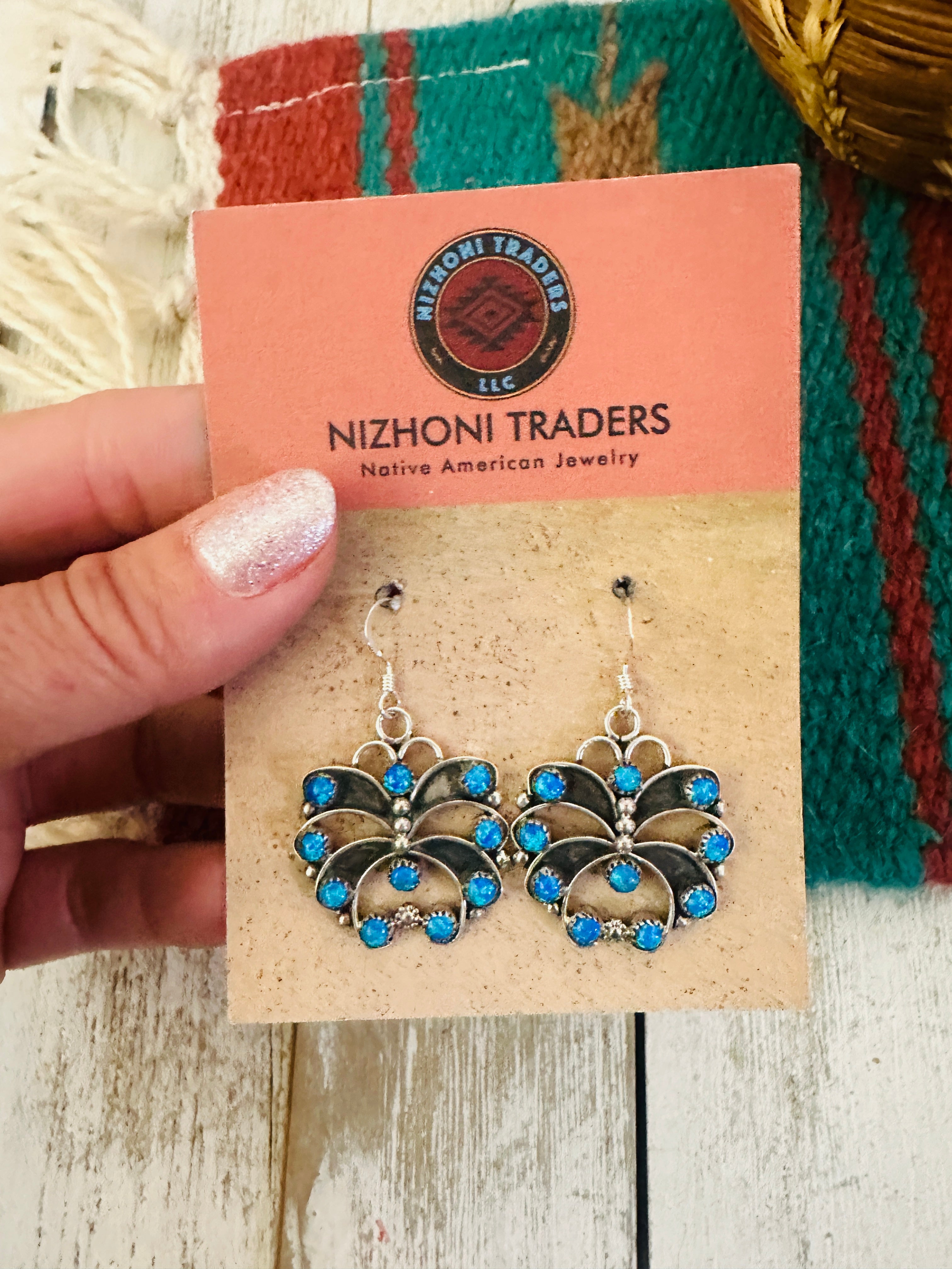 Handcrafted Blue Opal & Sterling Silver Butterfly Dangle Earrings