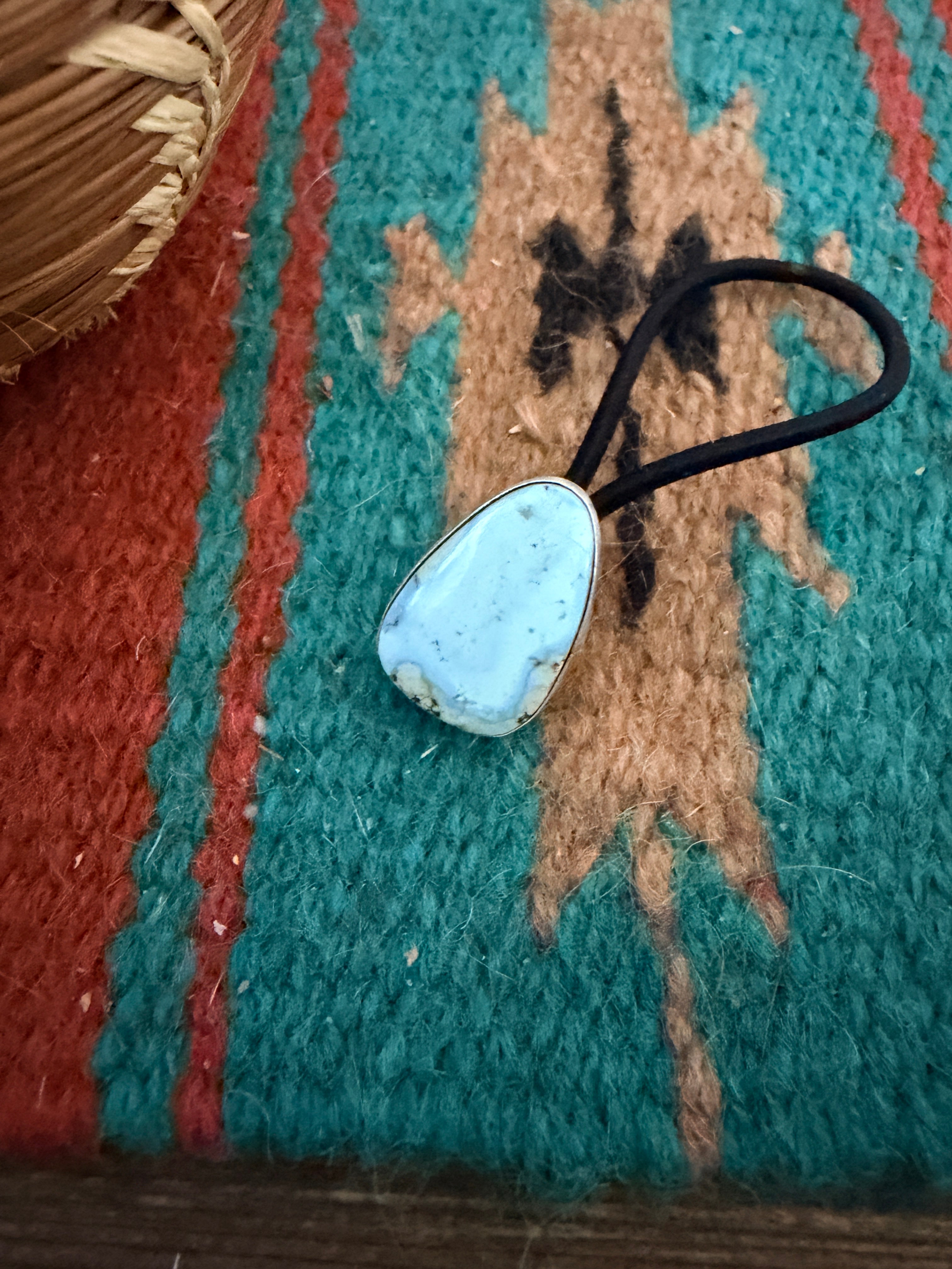 Handcrafted Golden Hills Turquoise & Sterling Silver Hair Tie Charm