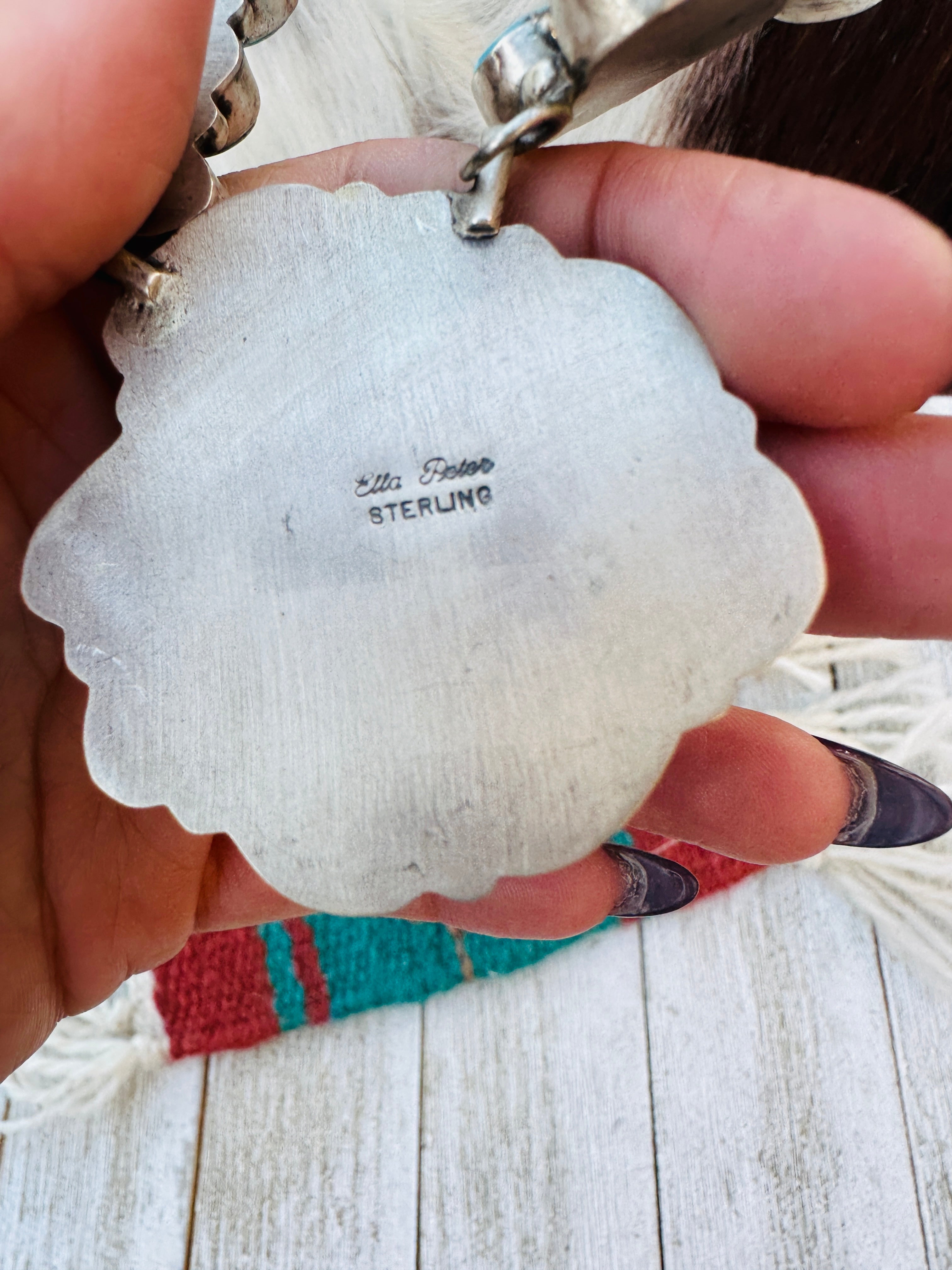 Handcrafted Blue Ridge Turquoise & Sterling Silver Necklace and Earring Set by Ella Peters