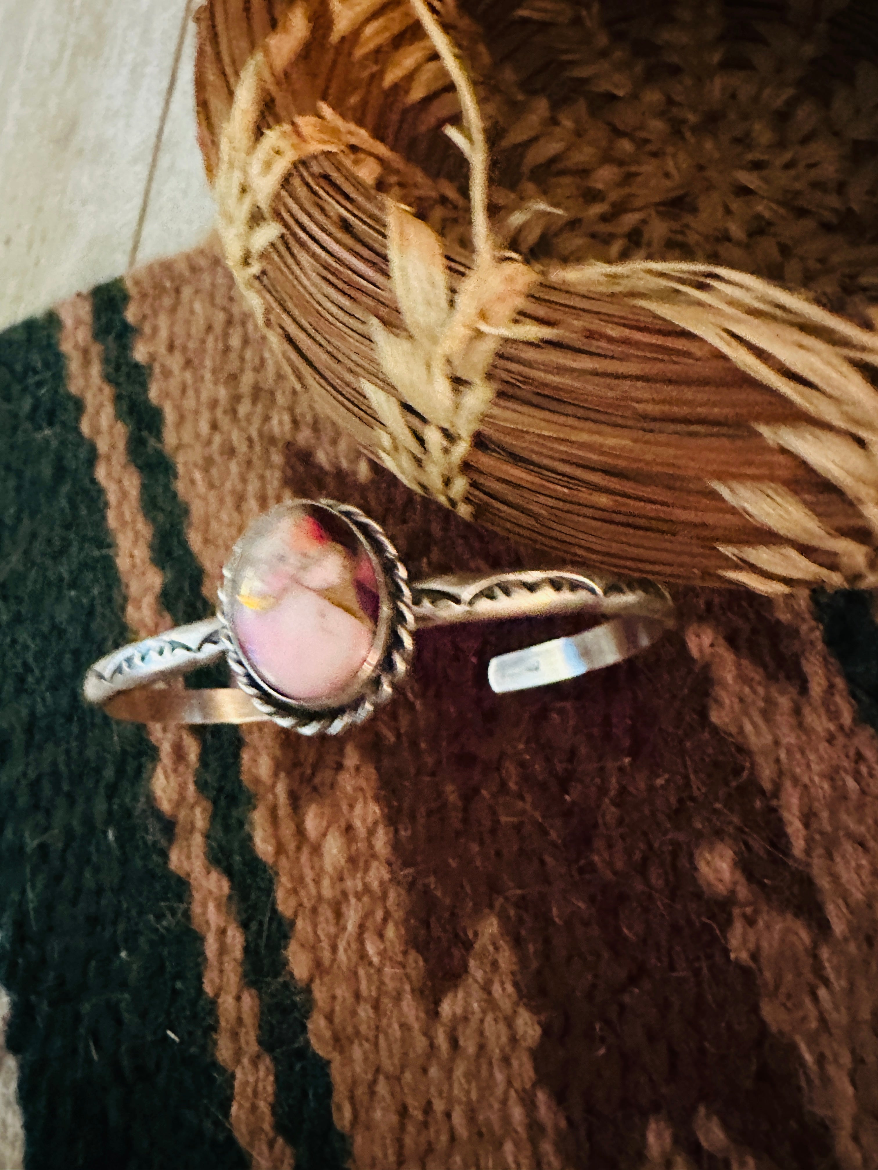 Handcrafted Sterling Silver & Rose Dahlia Cuff Bracelet