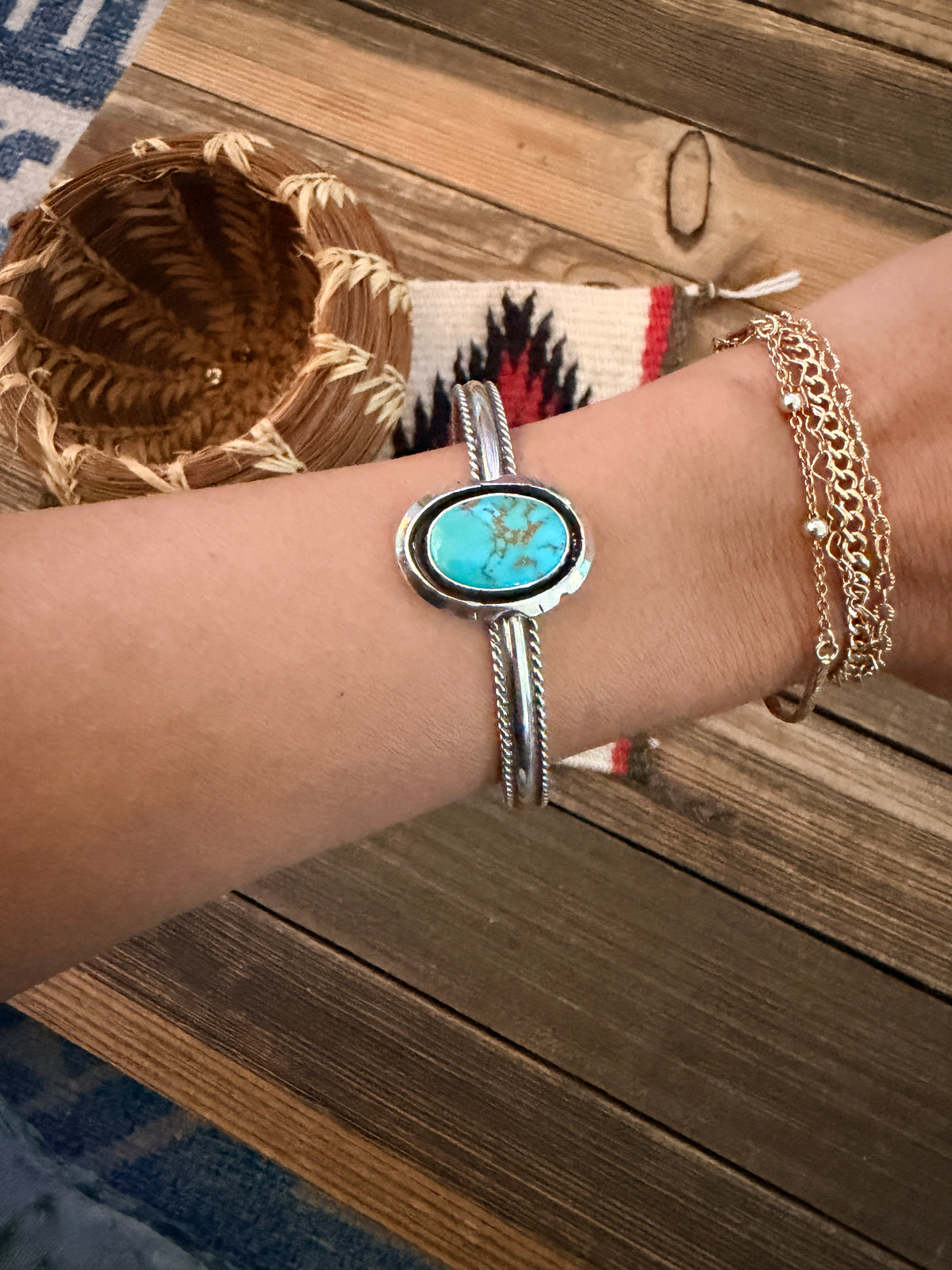 Handcrafted Turquoise & Sterling Silver Cuff Bracelet