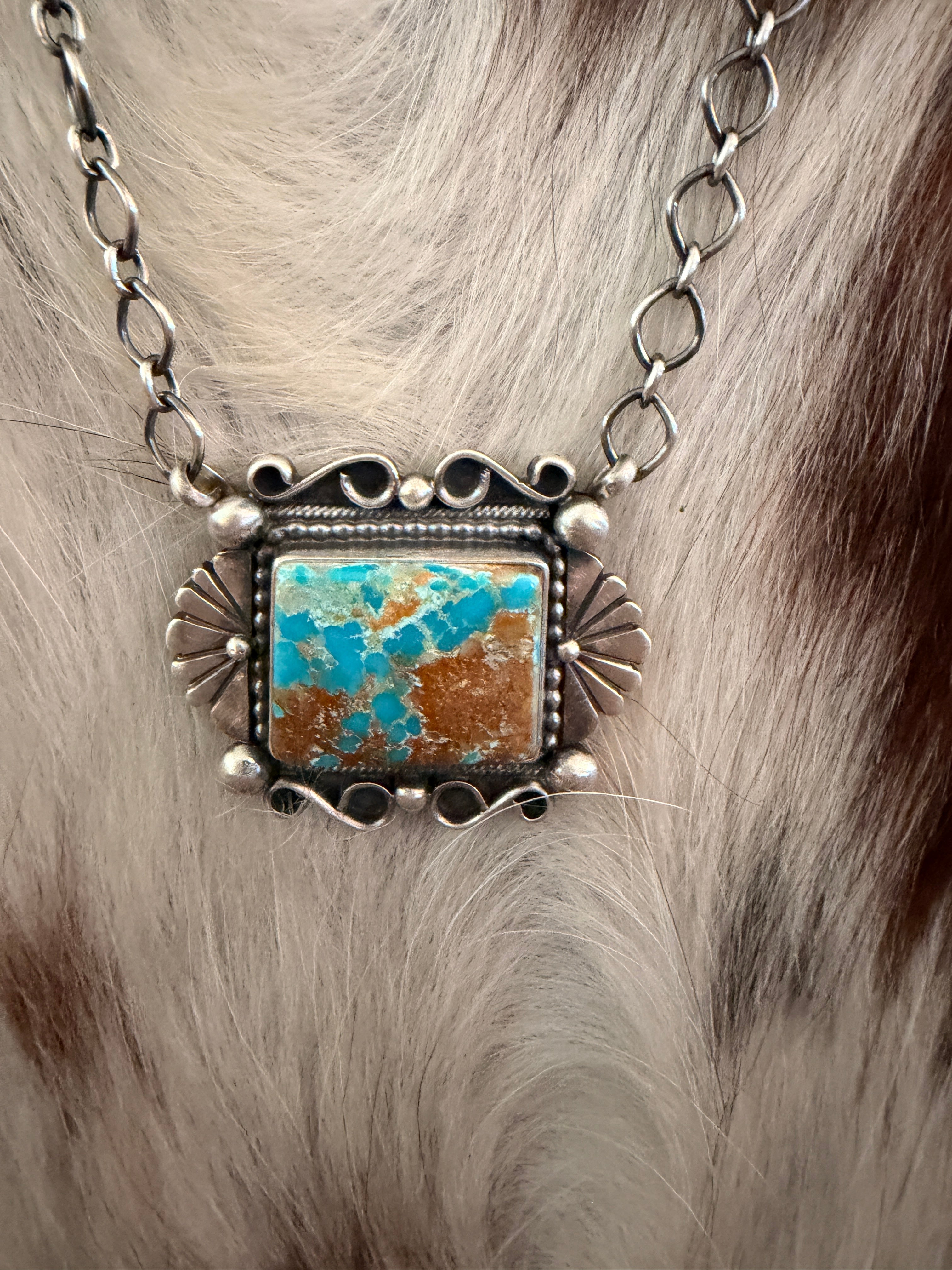 Handcrafted Royston Turquoise & Sterling Silver Necklace by Daniel Benally