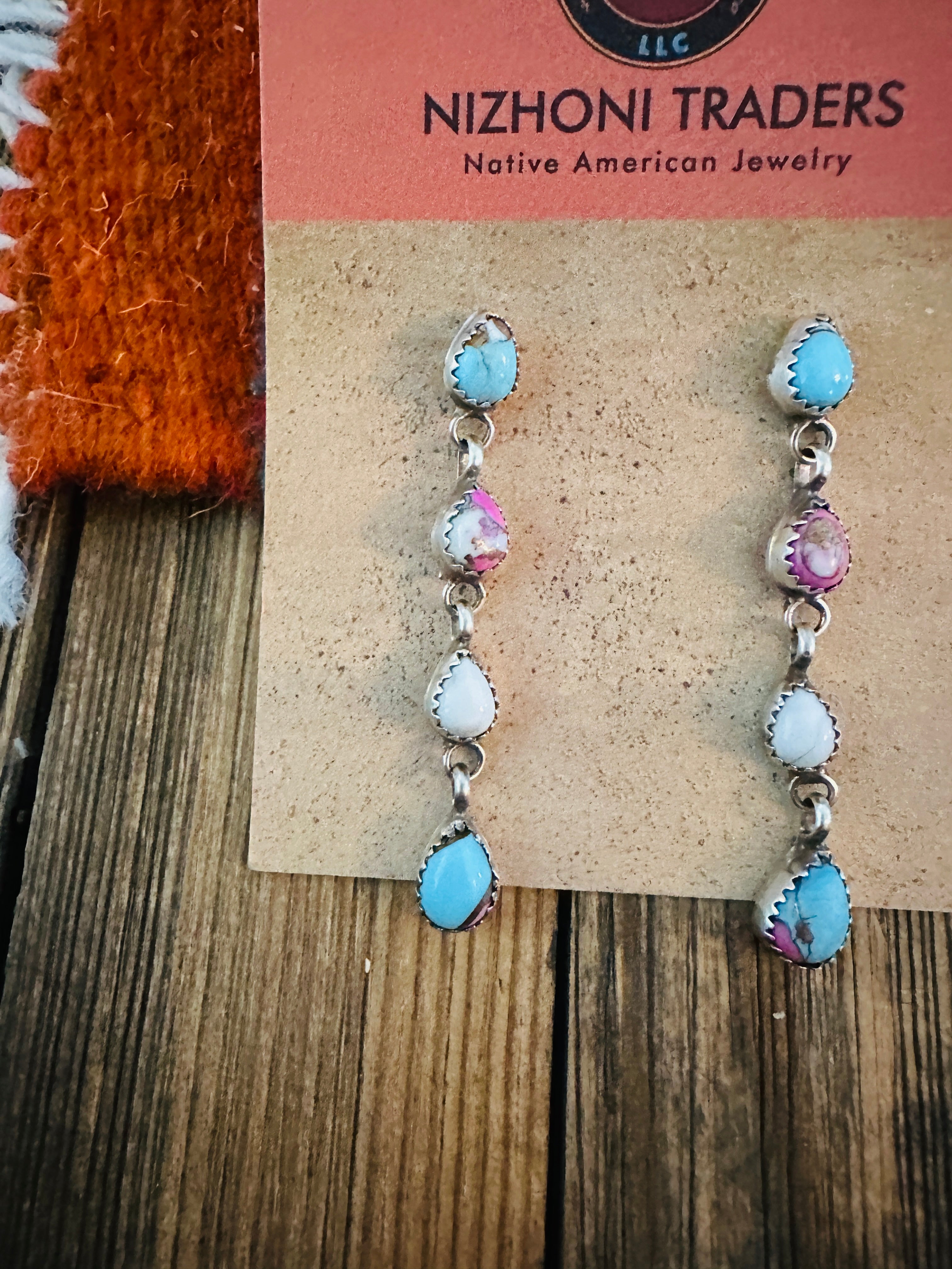 Handcrafted Multi Stone & Sterling Silver Dangle Earrings