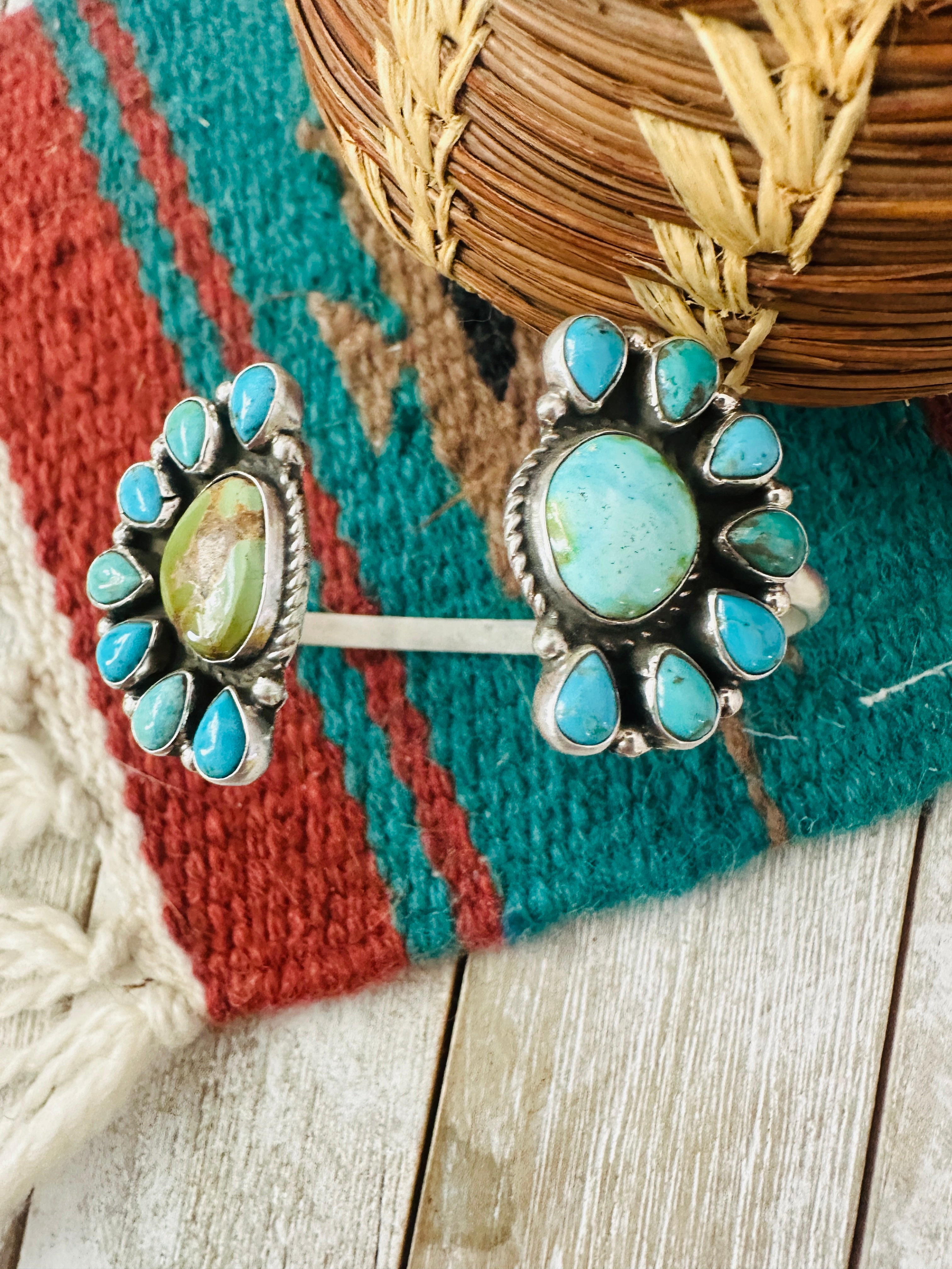 Handcrafted Turquoise & Sterling Silver Floating Cuff Bracelet /