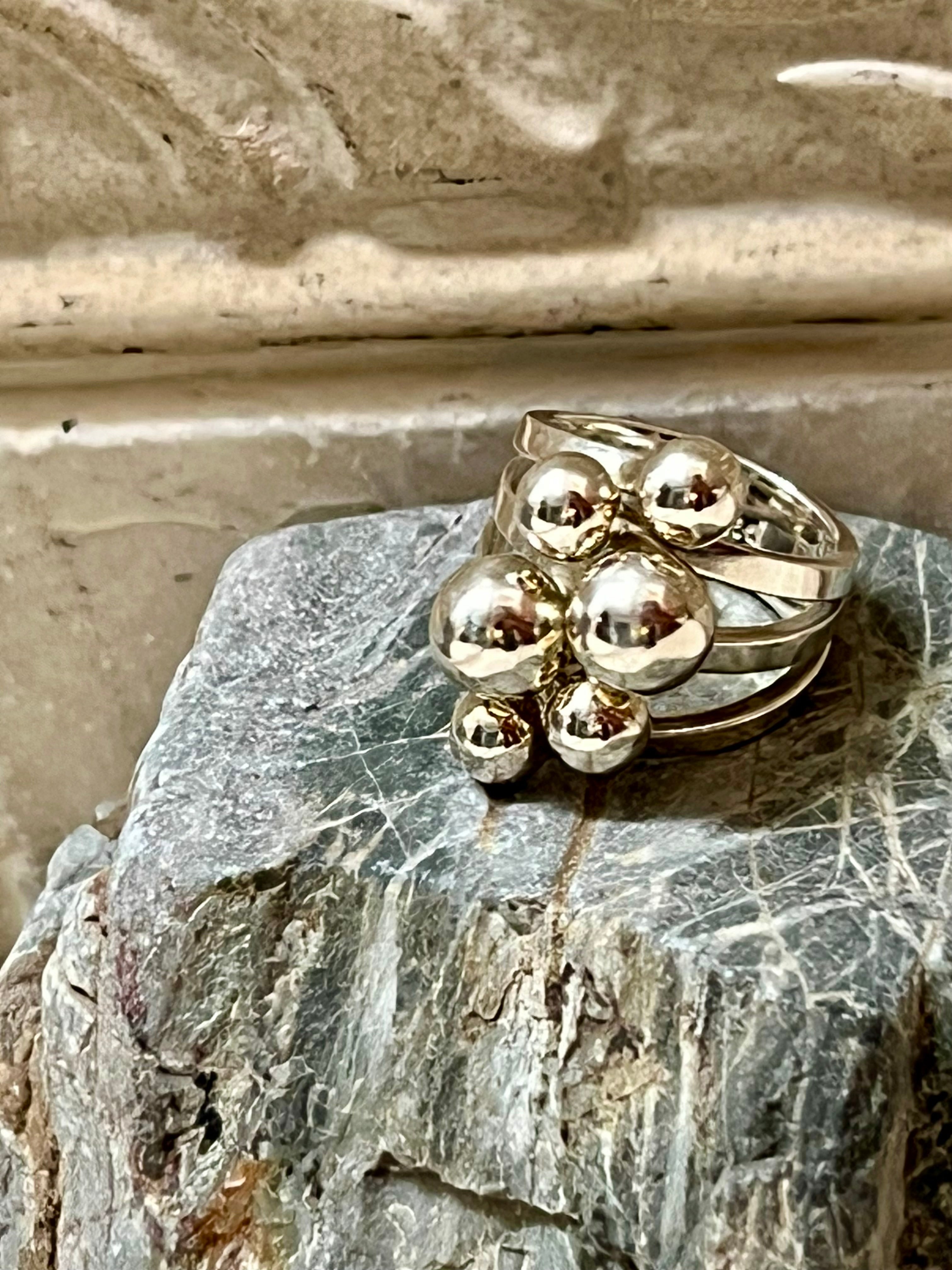 6 Sterling Silver Bubbles Ring Size 6.5