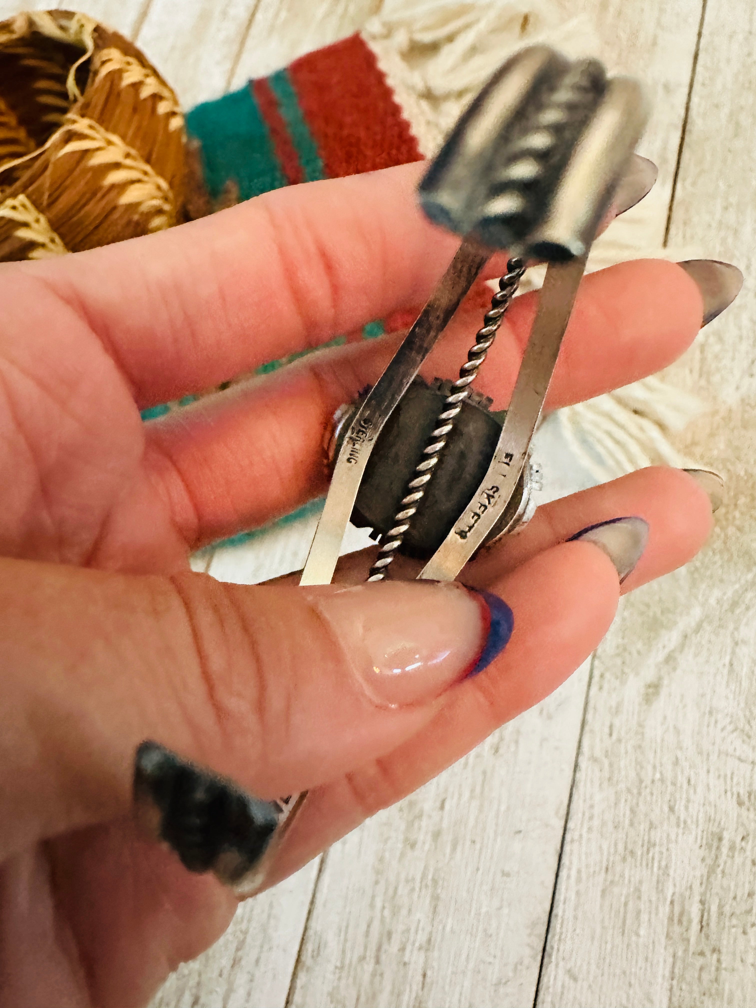 Handcrafted Sterling Silver & Red Spiny Cuff Bracelet by Eli Skeets