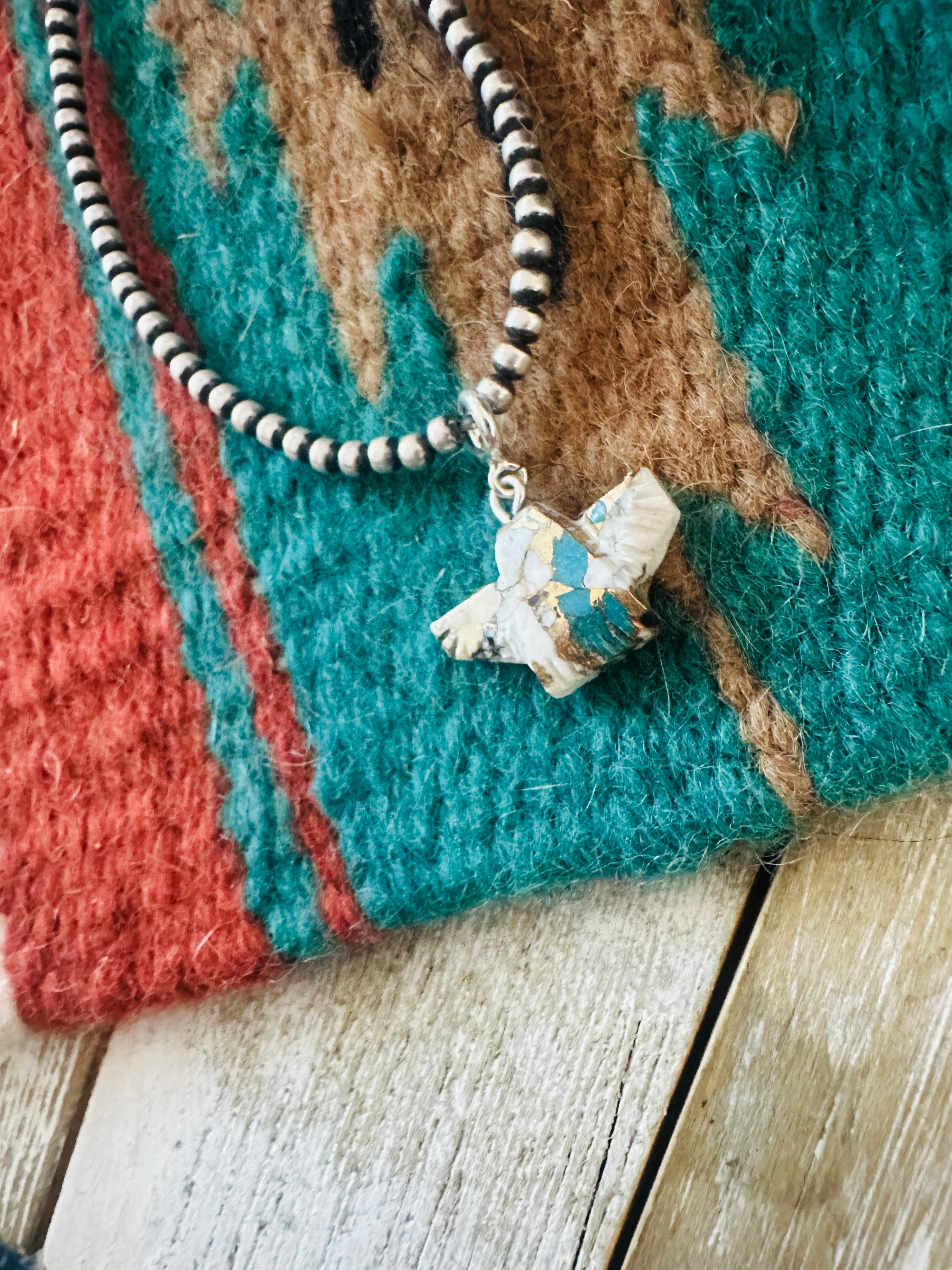 Handcrafted & Hand Carved Blue Mojave Eagle Charm