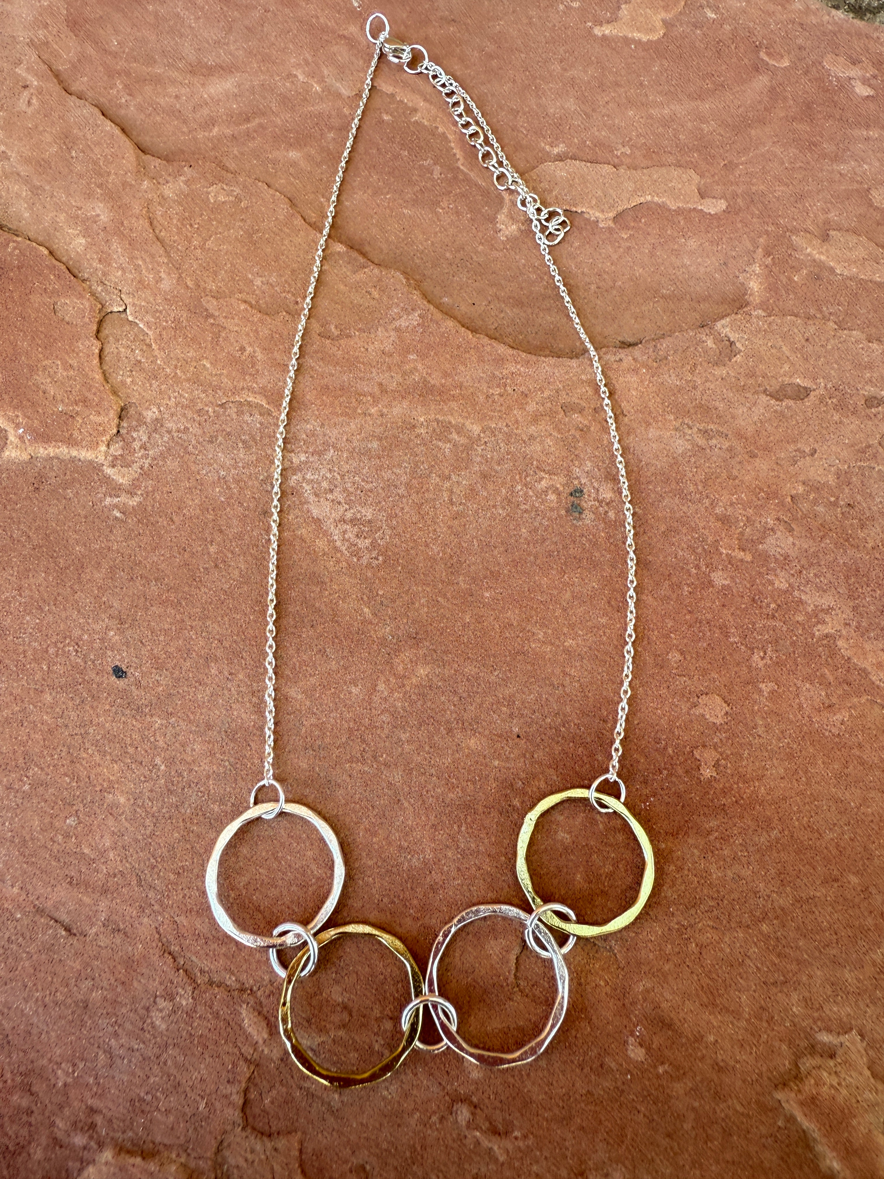 “The Golden Collection” Mixed Metal Circle Necklace 21-24”