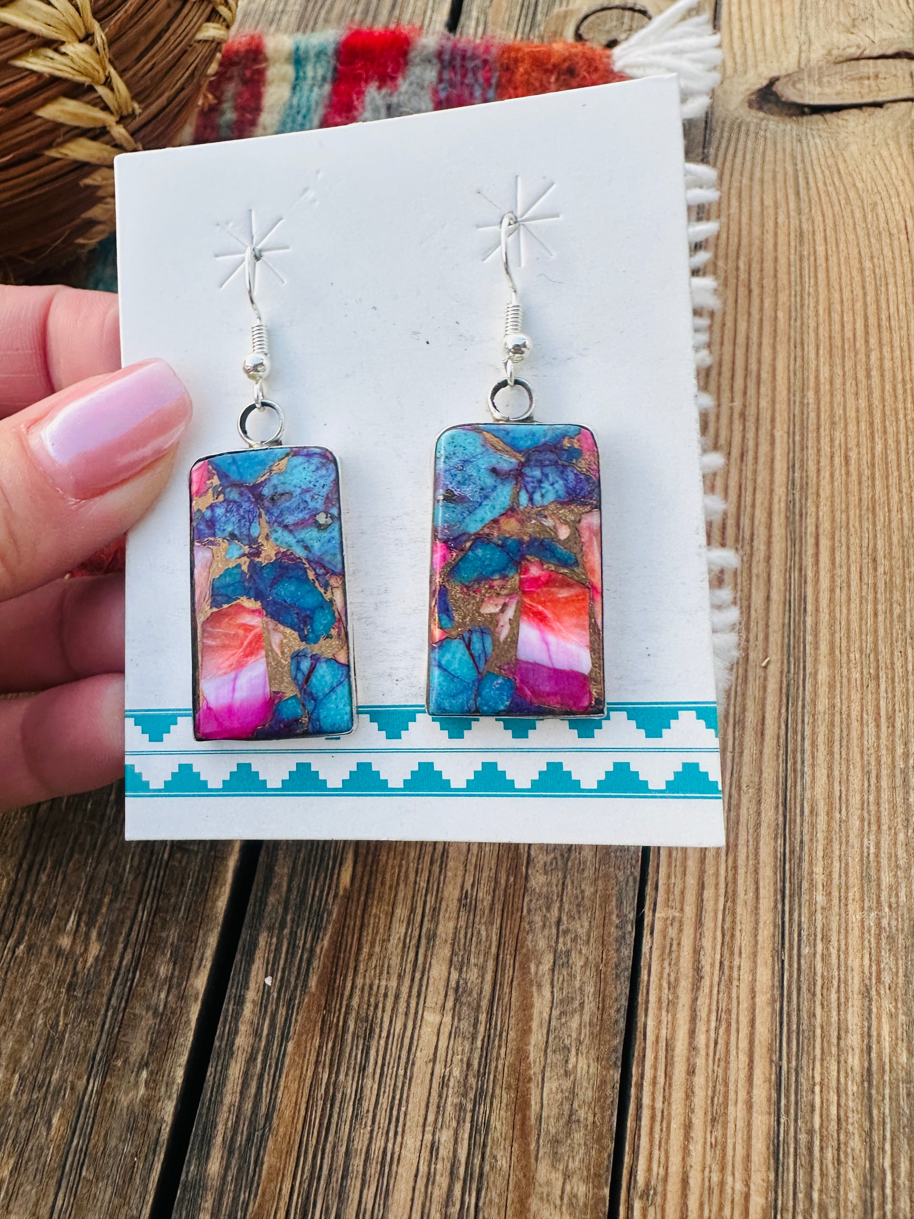 Handcrafted Pink Dream Mojave & Sterling Silver Dangle Earrings by Jacqueline Silver