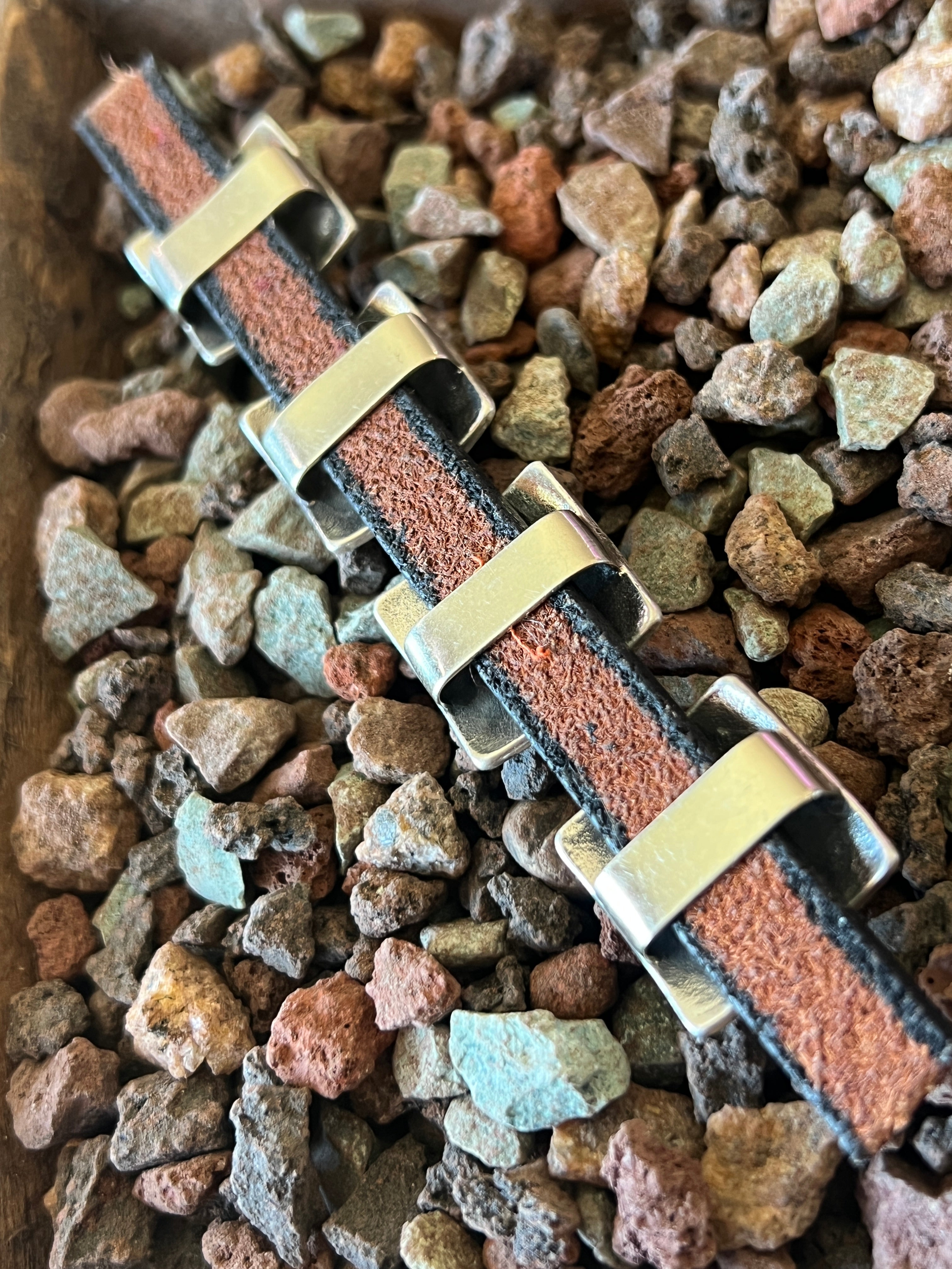 Sterling Concho Slide with Turquoise: Four Directions