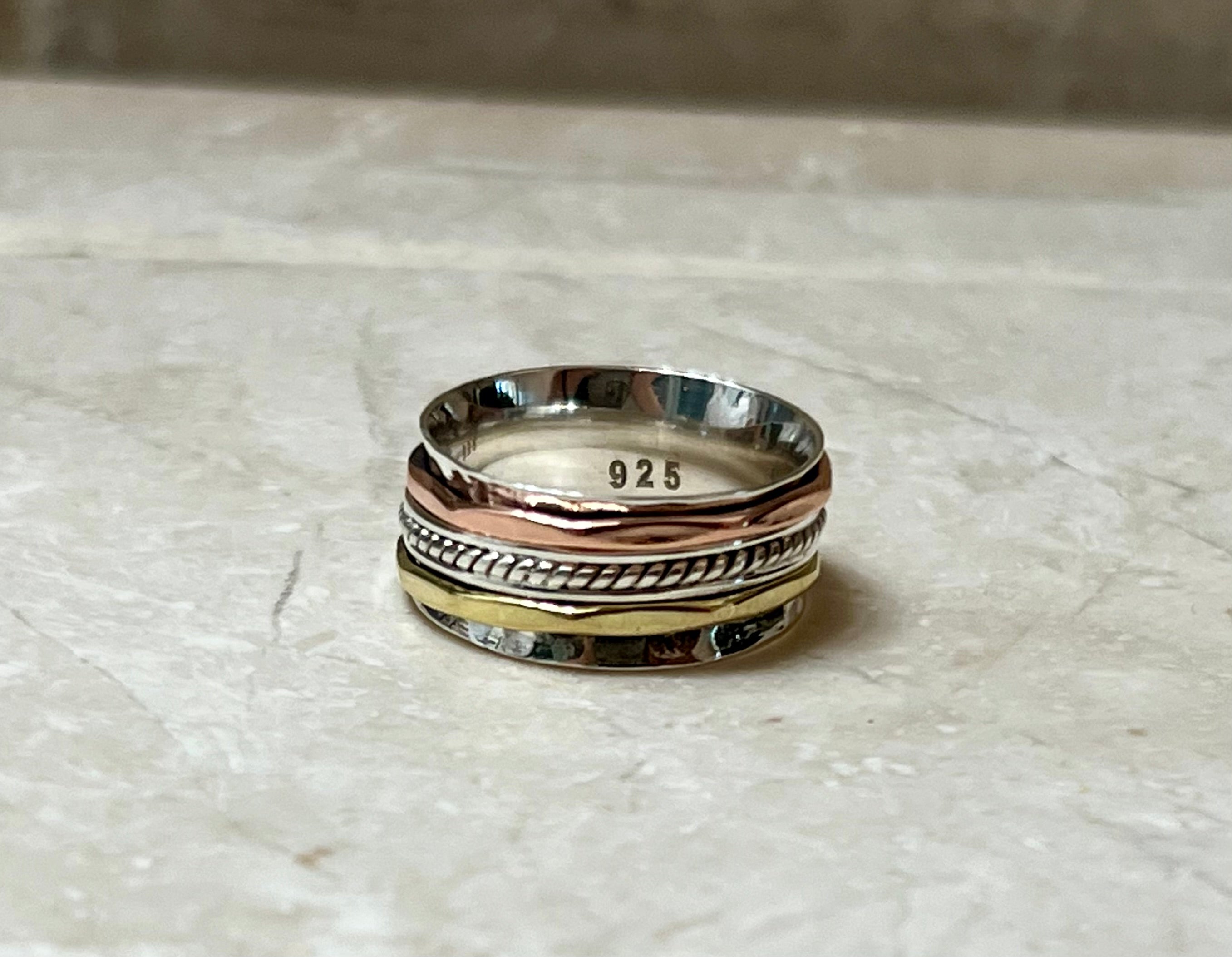 Sterling Silver Copper & Gold Spinner Ring