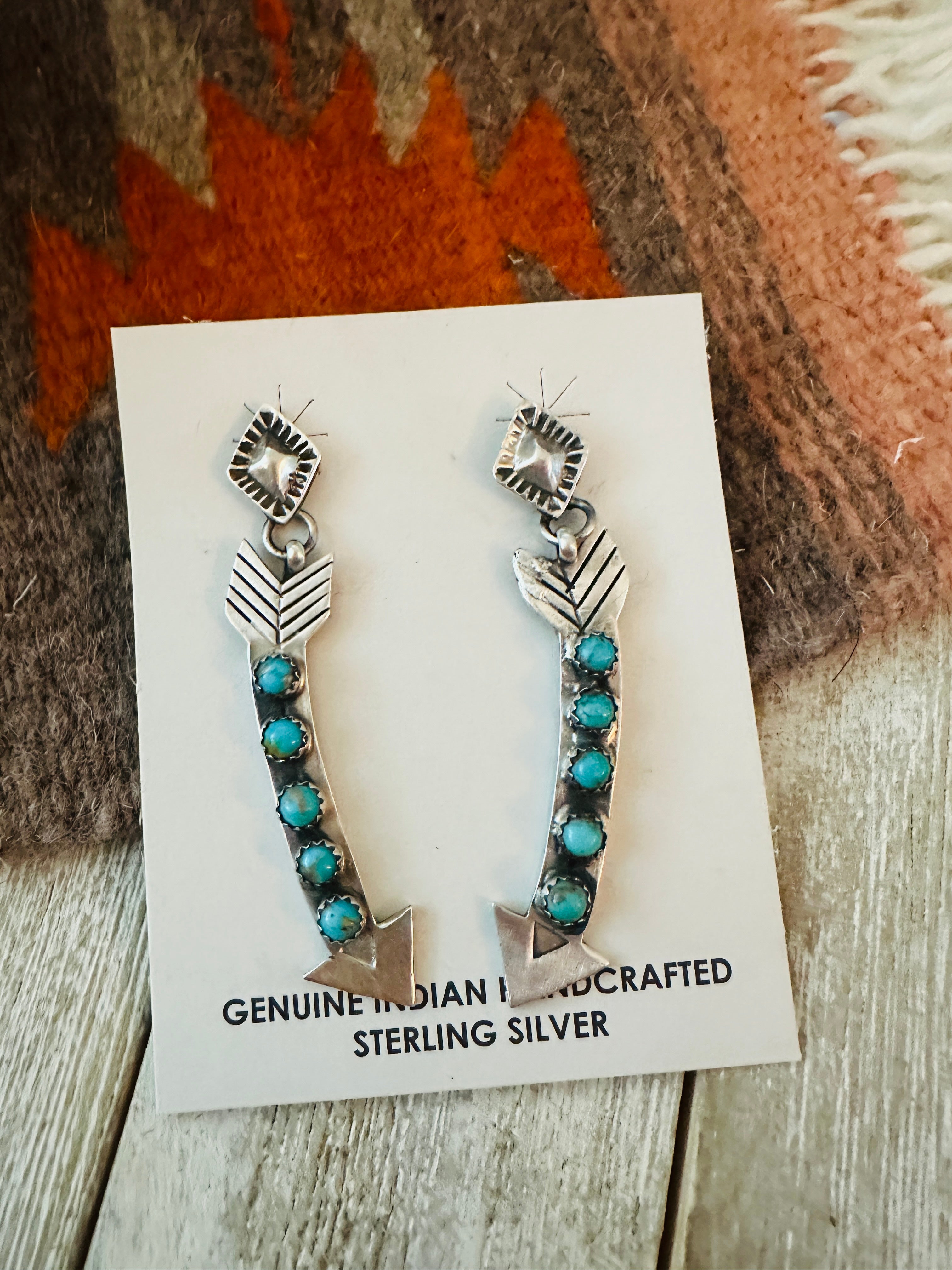 Handcrafted Sterling Silver & Turquoise Arrow Dangle Earrings