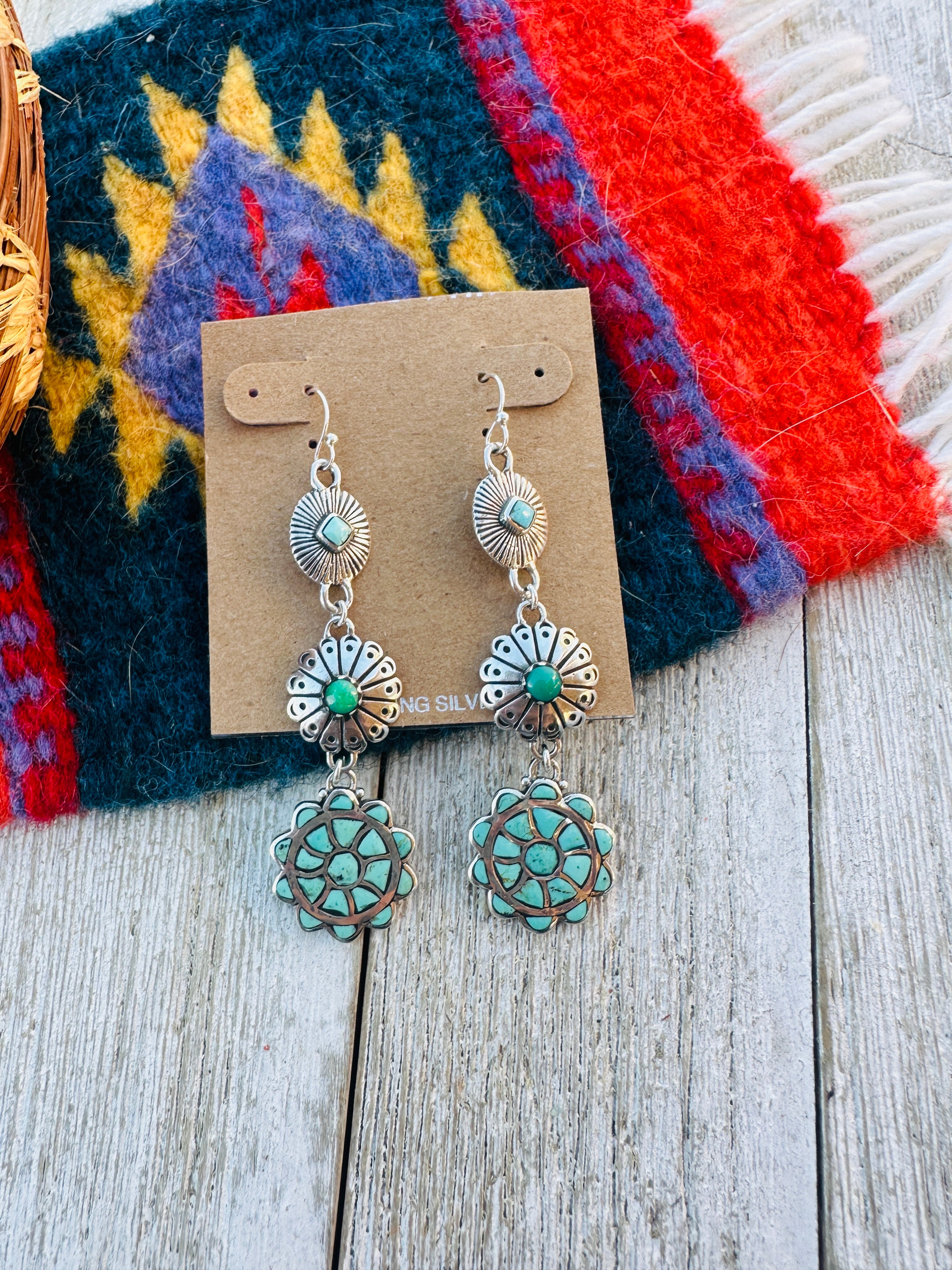 Handcrafted Turquoise & Sterling Silver Dangle Earrings