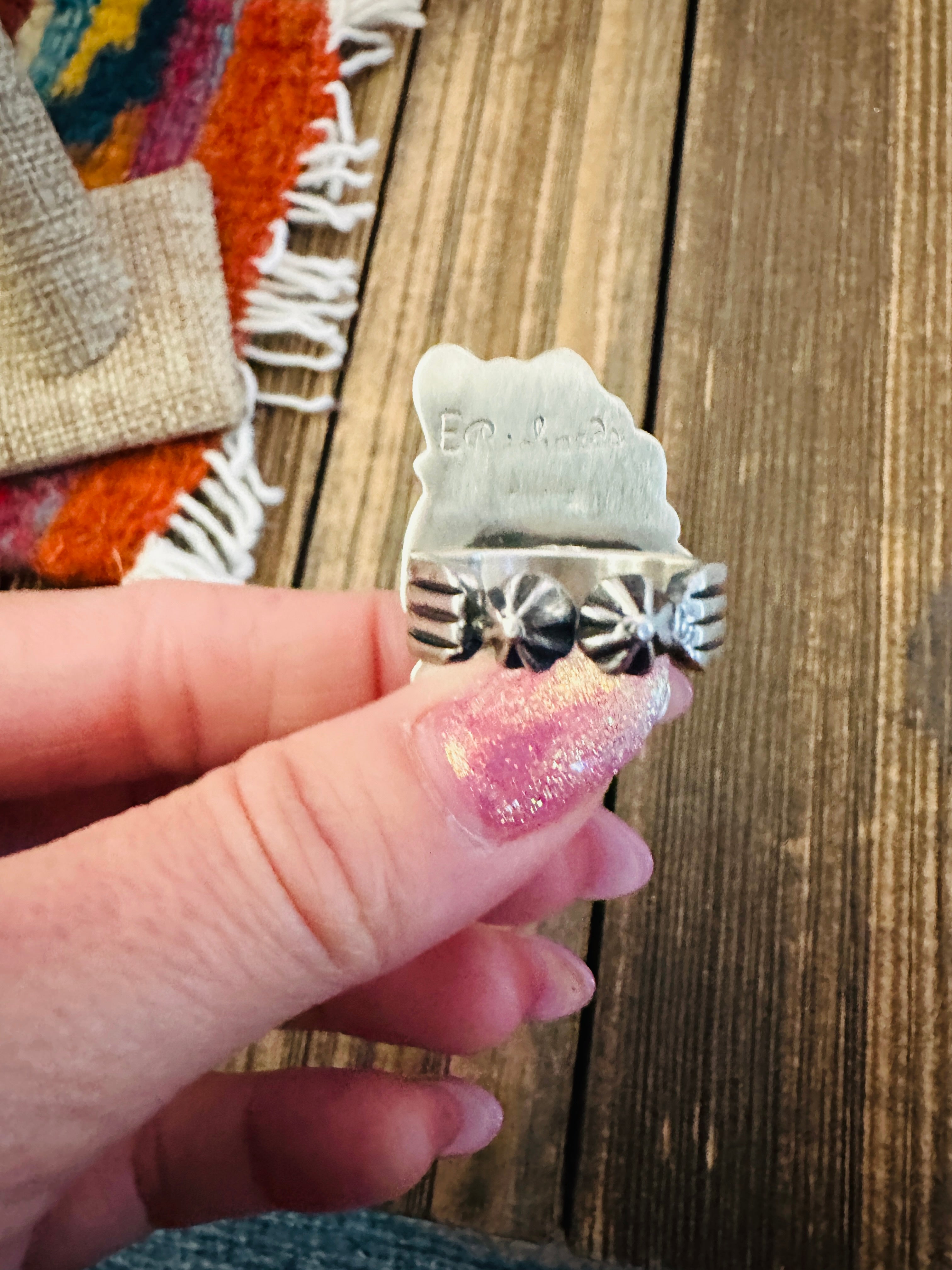 Handcrafted Turquoise & Sterling Silver Adjustable Cluster Ring by Elouise Richards