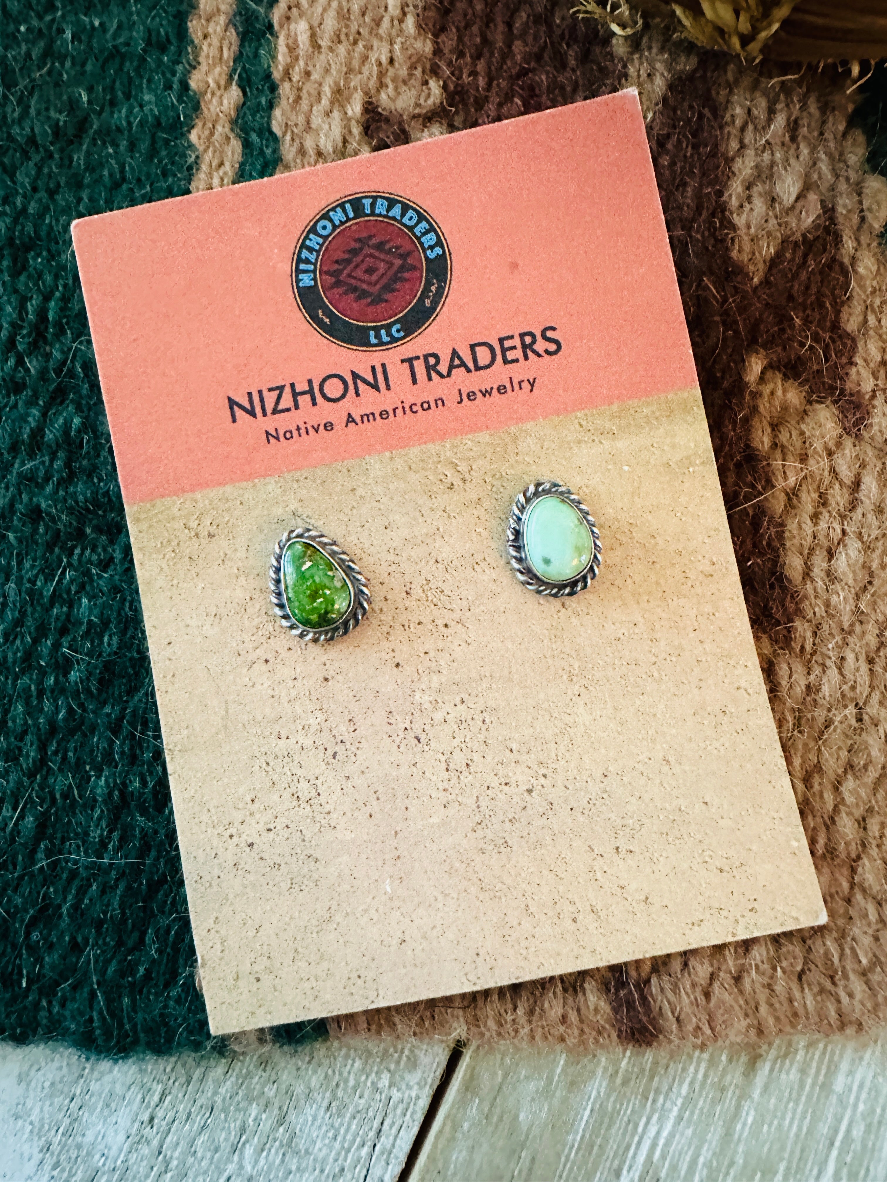 Handcrafted Sonoran Mountain Turquoise & Sterling Silver Teadrop Stud Earrings