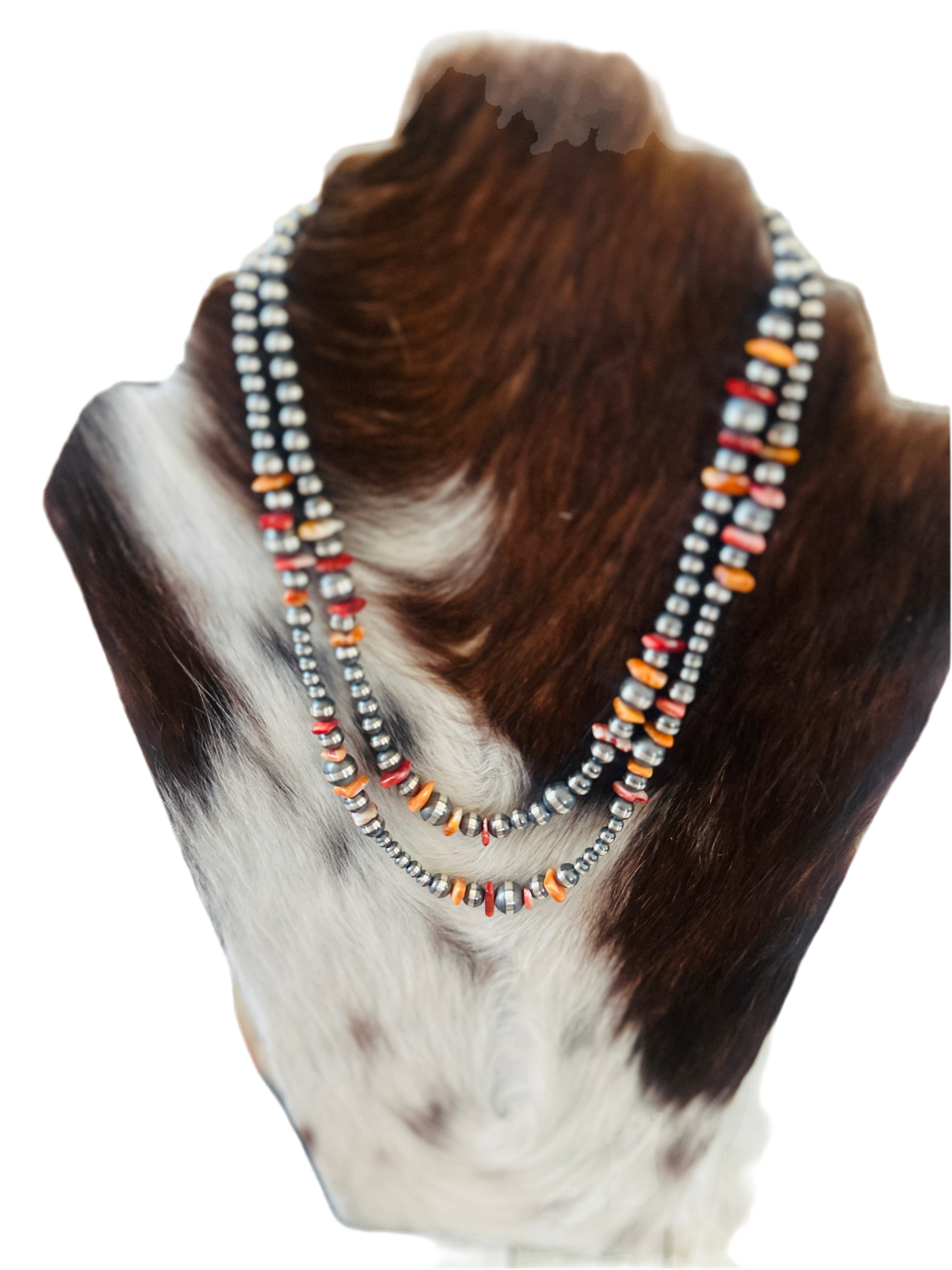 Handcrafted Sterling Silver & Spiny Oyster Beaded Necklace