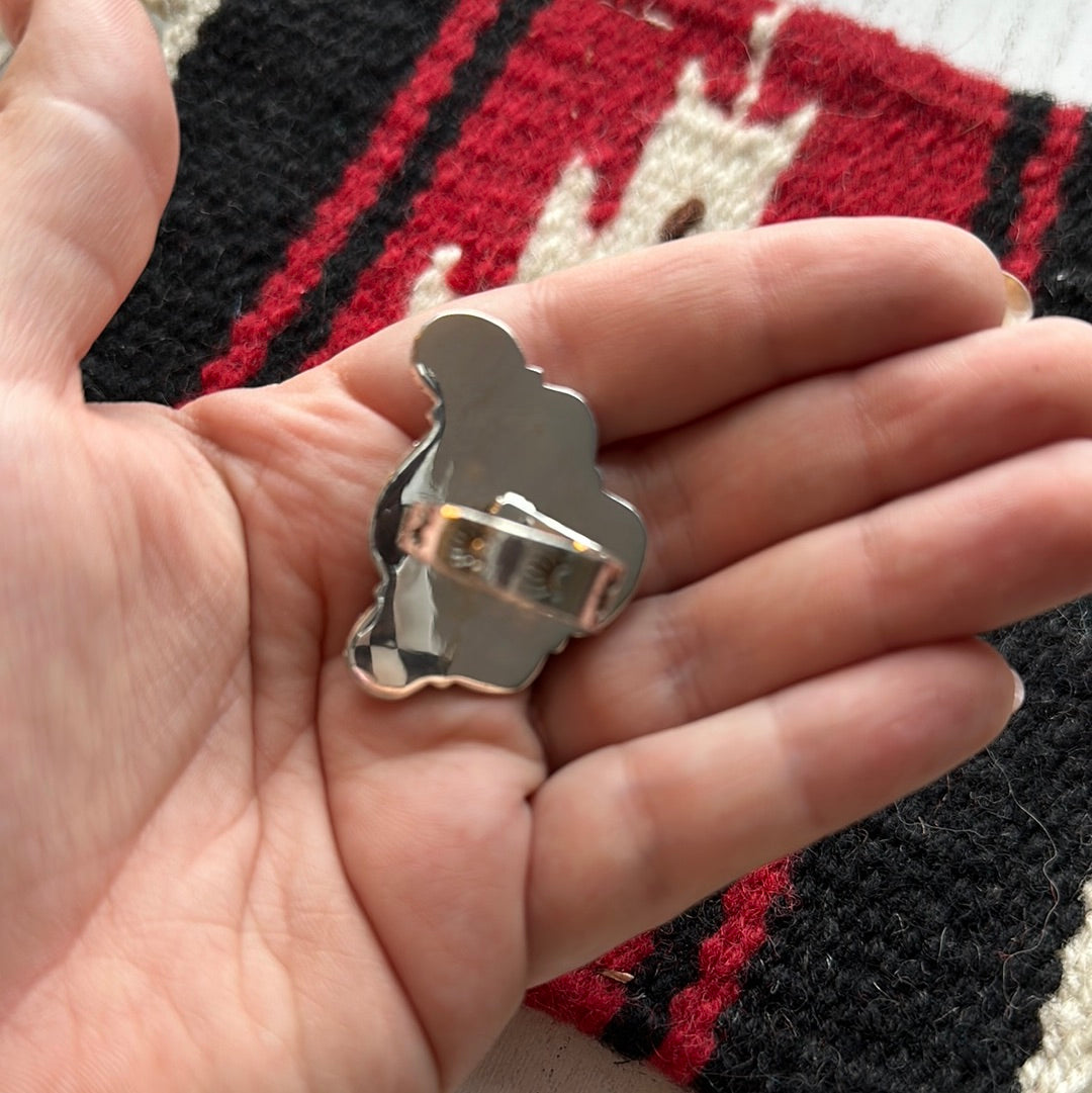 Beautiful Handmade Turquoise And Sterling Silver Adjustable Ring Signed Nizhoni