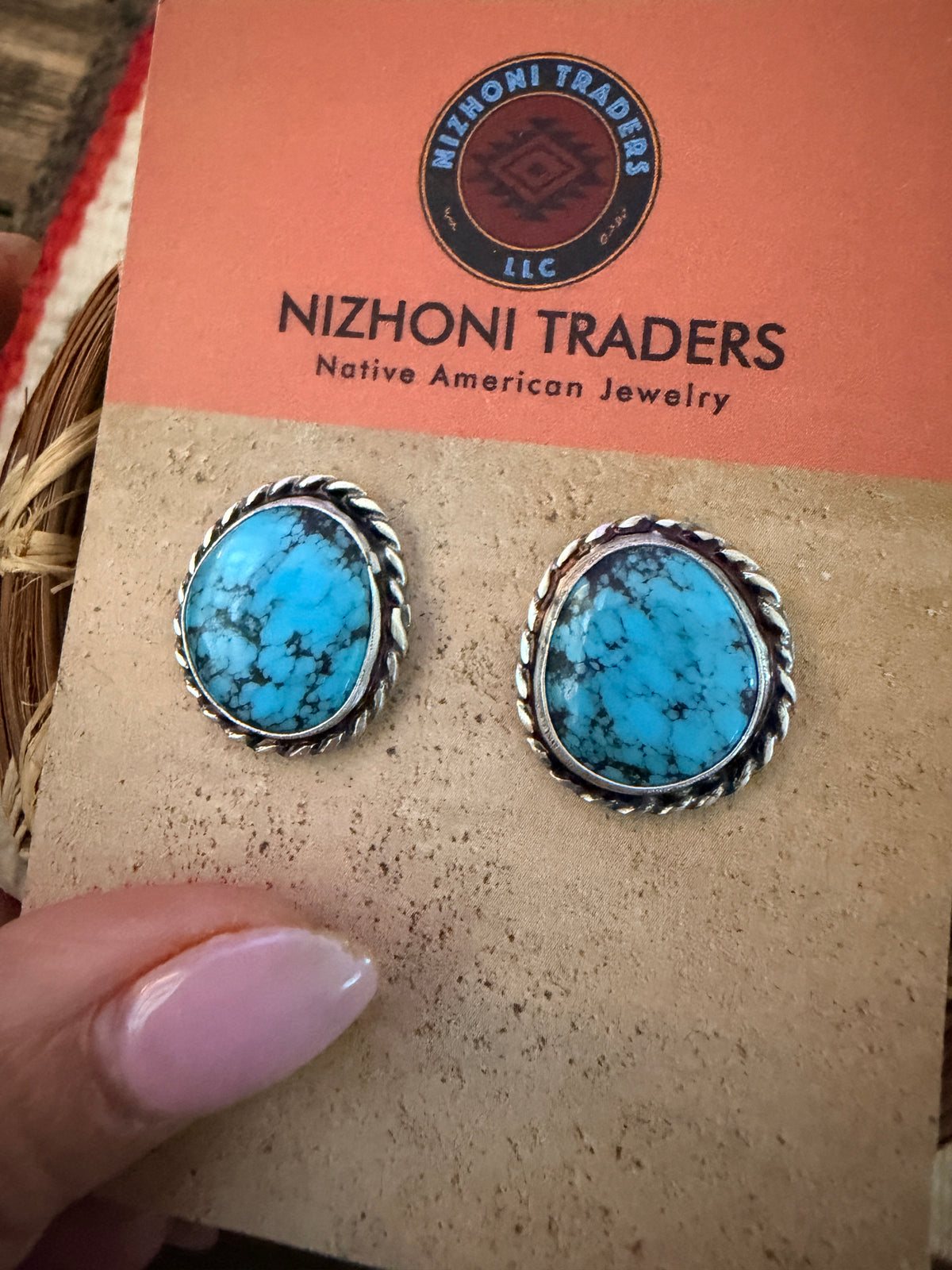 Handcrafted Turquoise & Sterling Silver Post Earrings